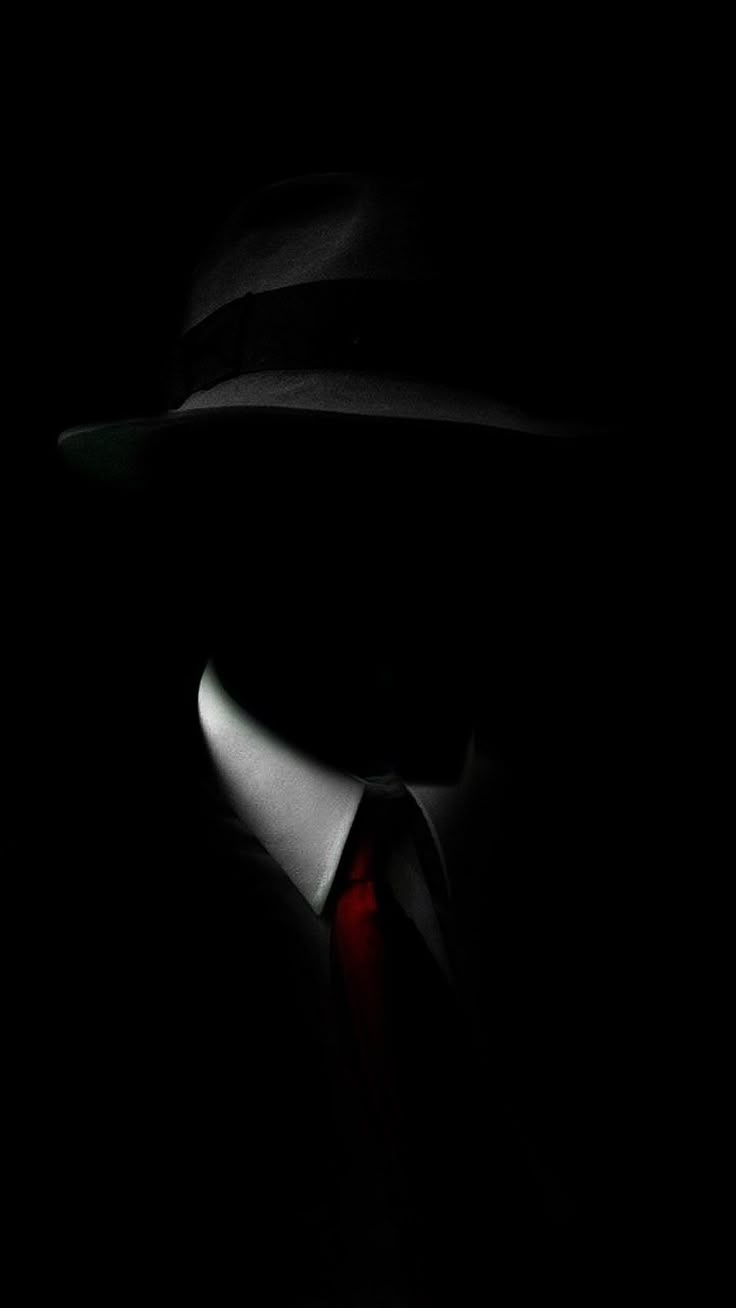 736x1308 Shadow Man Black Suit Hat Red Tie iPhone 8 Wallpaper