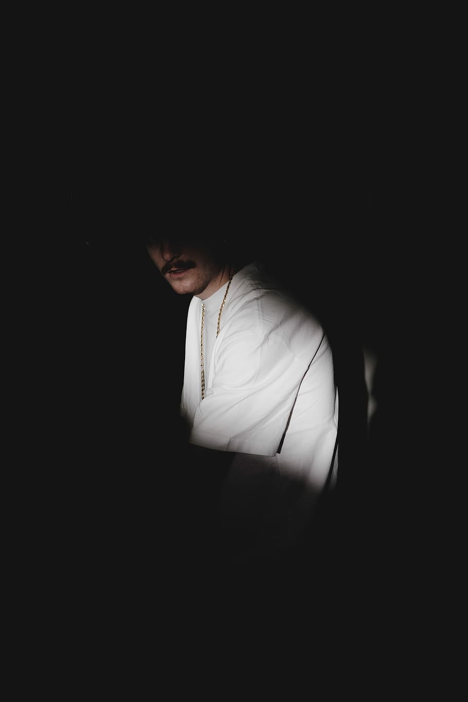 910x1365 man, wearing, white, top, dark, shadows, person, shadow