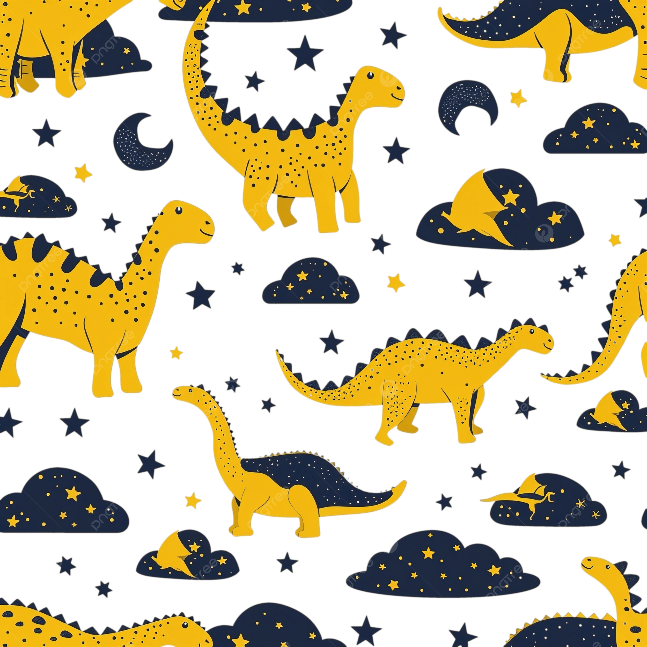 2500x2500 Seamless Pattern Of Yellow Dinosaurs In The Night Sky, Animals, Dinosaur, Night PNG Transparent Image and Clipart for Free Download