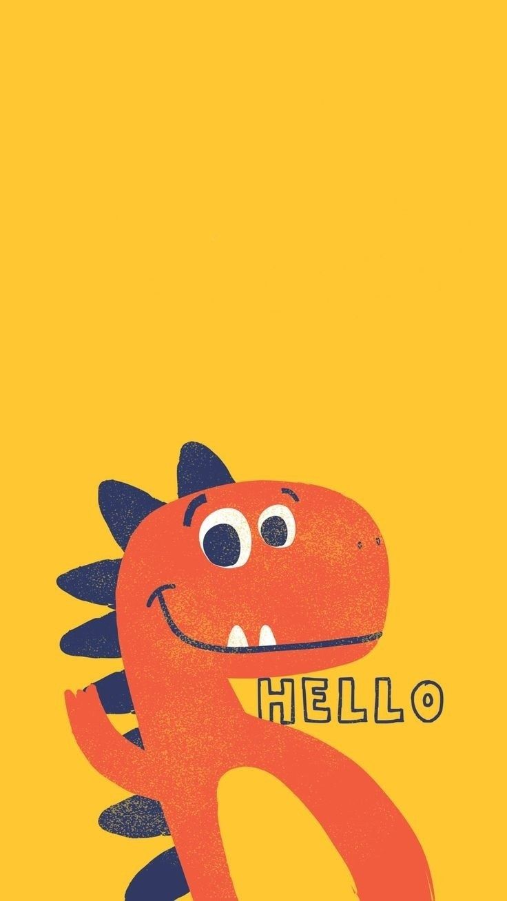 736x1308 Dinosaur cartoon wallpaper. Dino iphone wallpaper, Yellow background dinosaur design, Cute wallpaper