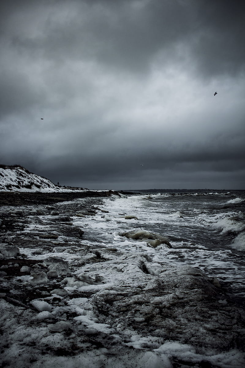 800x1200 Cold Atlantic Winter, sea, blue, ocean, sky, canada, HD phone wallpaper