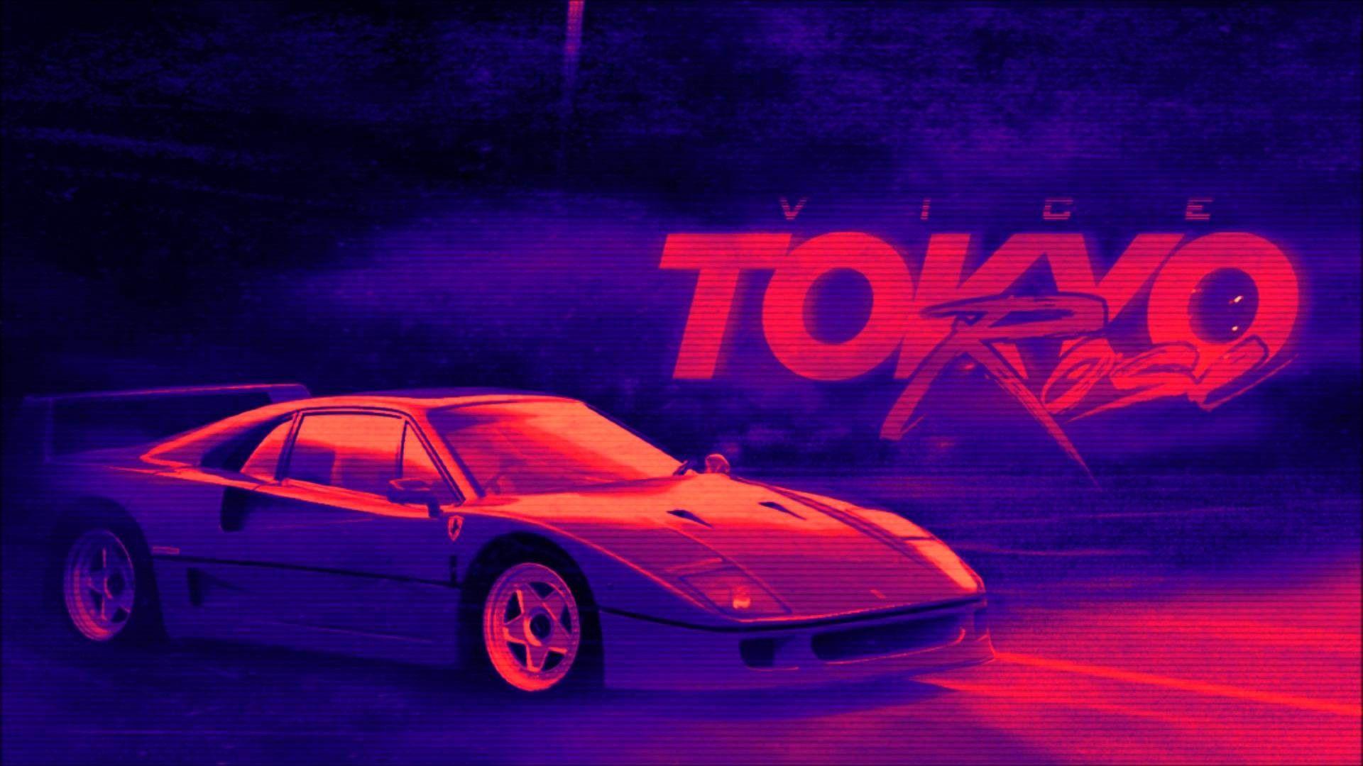 1920x1080 Vaporwave Car Wallpaper