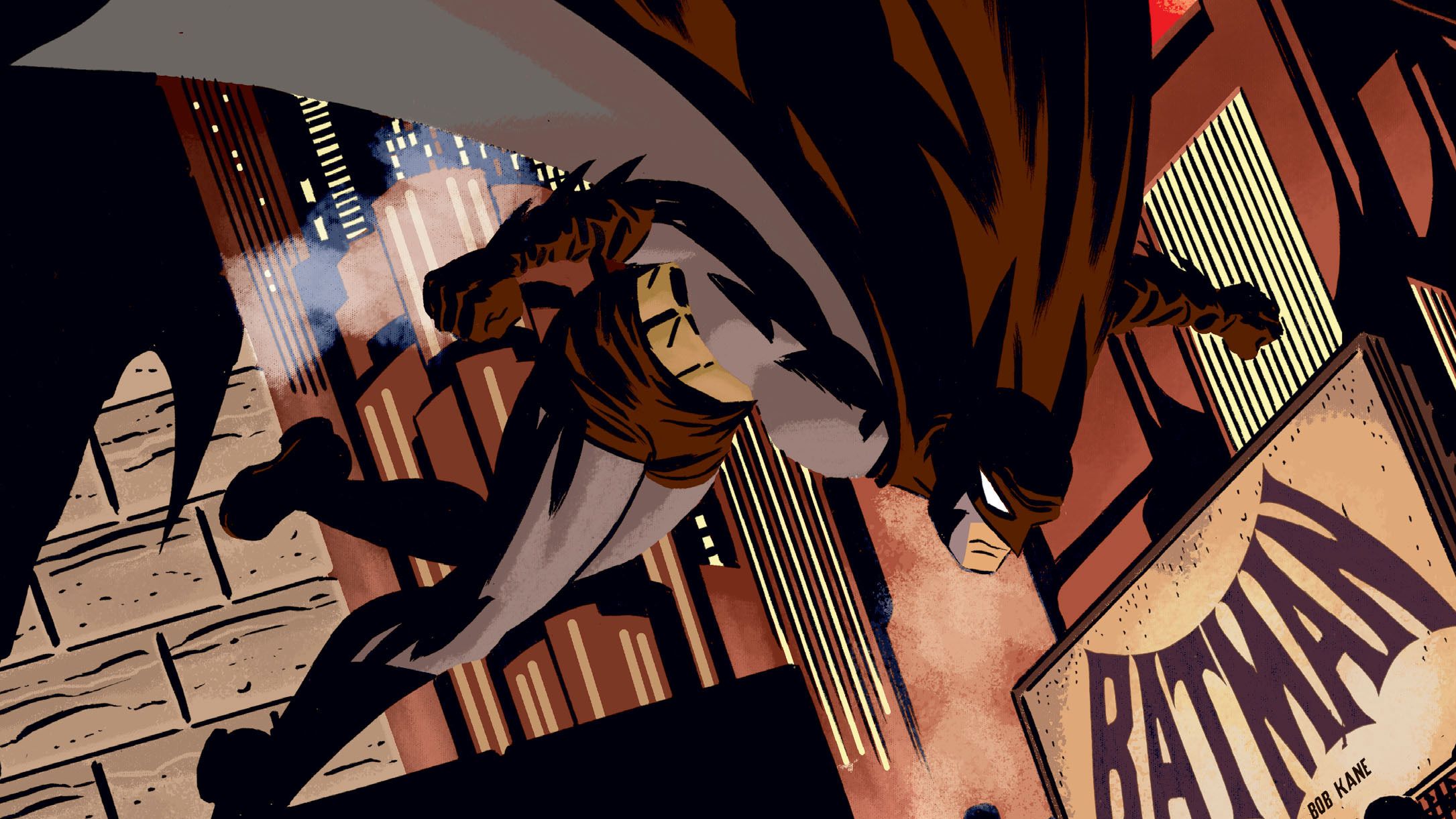 2171x1221 HD Batman Comic Wallpaper: Dark Knight Soars Over Gotham