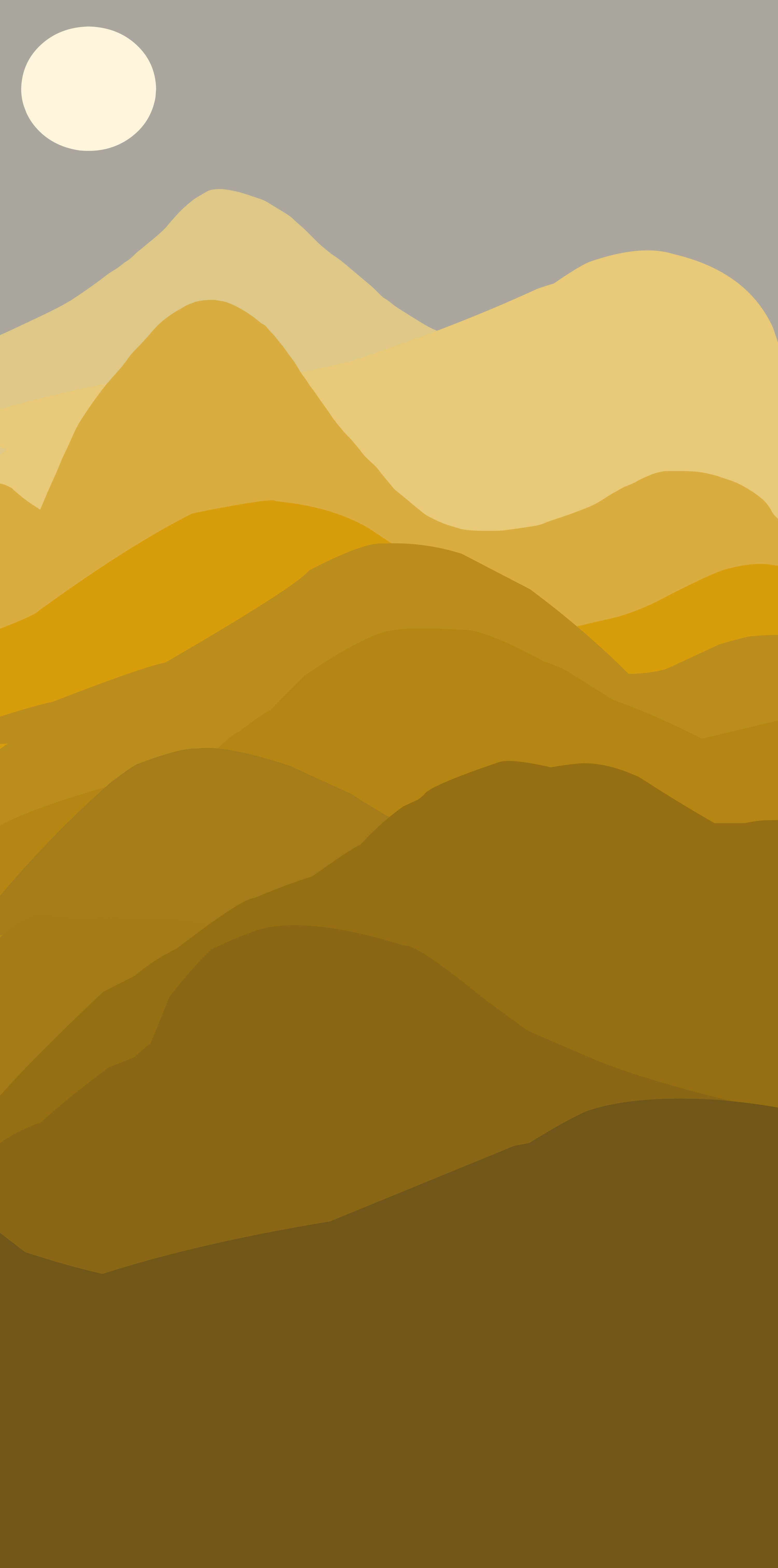 3000x6047 Layered golden hills under a pale moon vector