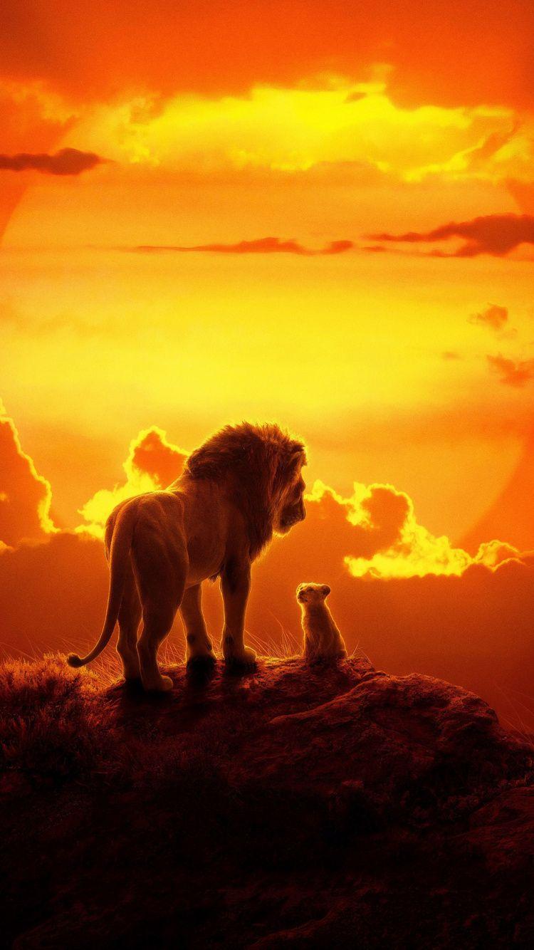 750x1334 Download The lion King, cub and lion, 2019 movie wallpaper