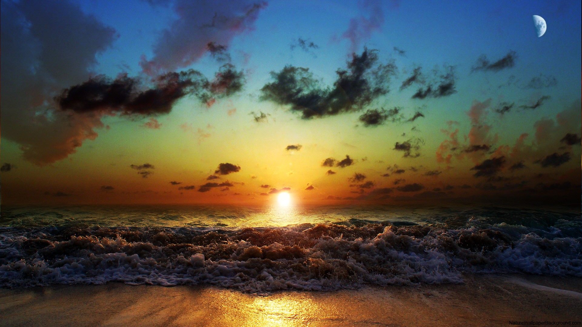 1920x1080 Sunset, Sun and Sea Nature Wallpaper Definition, High Resolution HD Wallpaper : High Definition, High Resolution HD Wallpaper