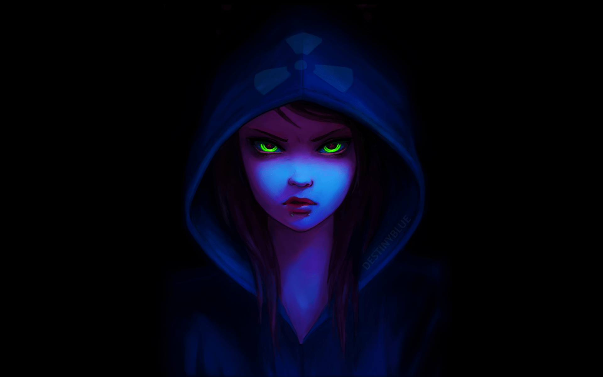 1920x1200 Green Eyed Anime Girl In Hoodie Wallpaper By DestinyBluex1200