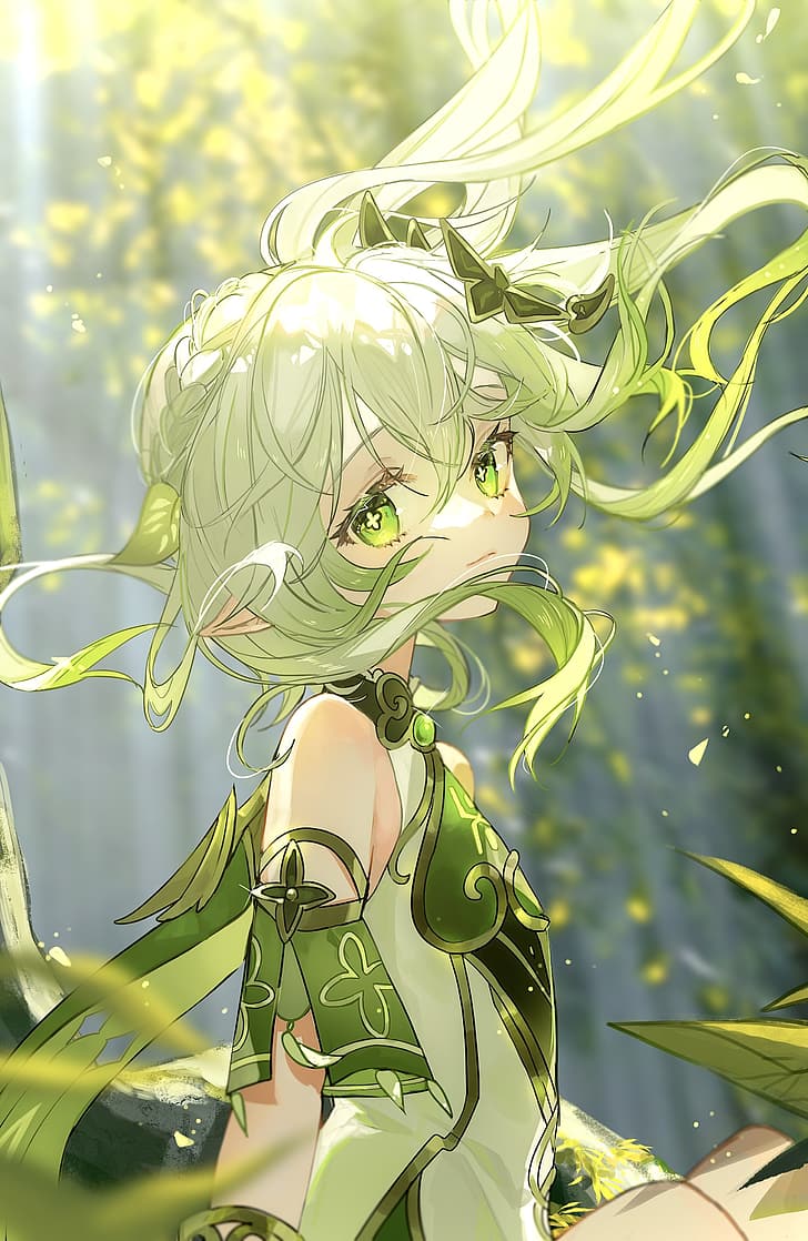 728x1118 HD wallpaper: Genshin Impact, Nahida (Genshin Impact), anime girls, green eyes