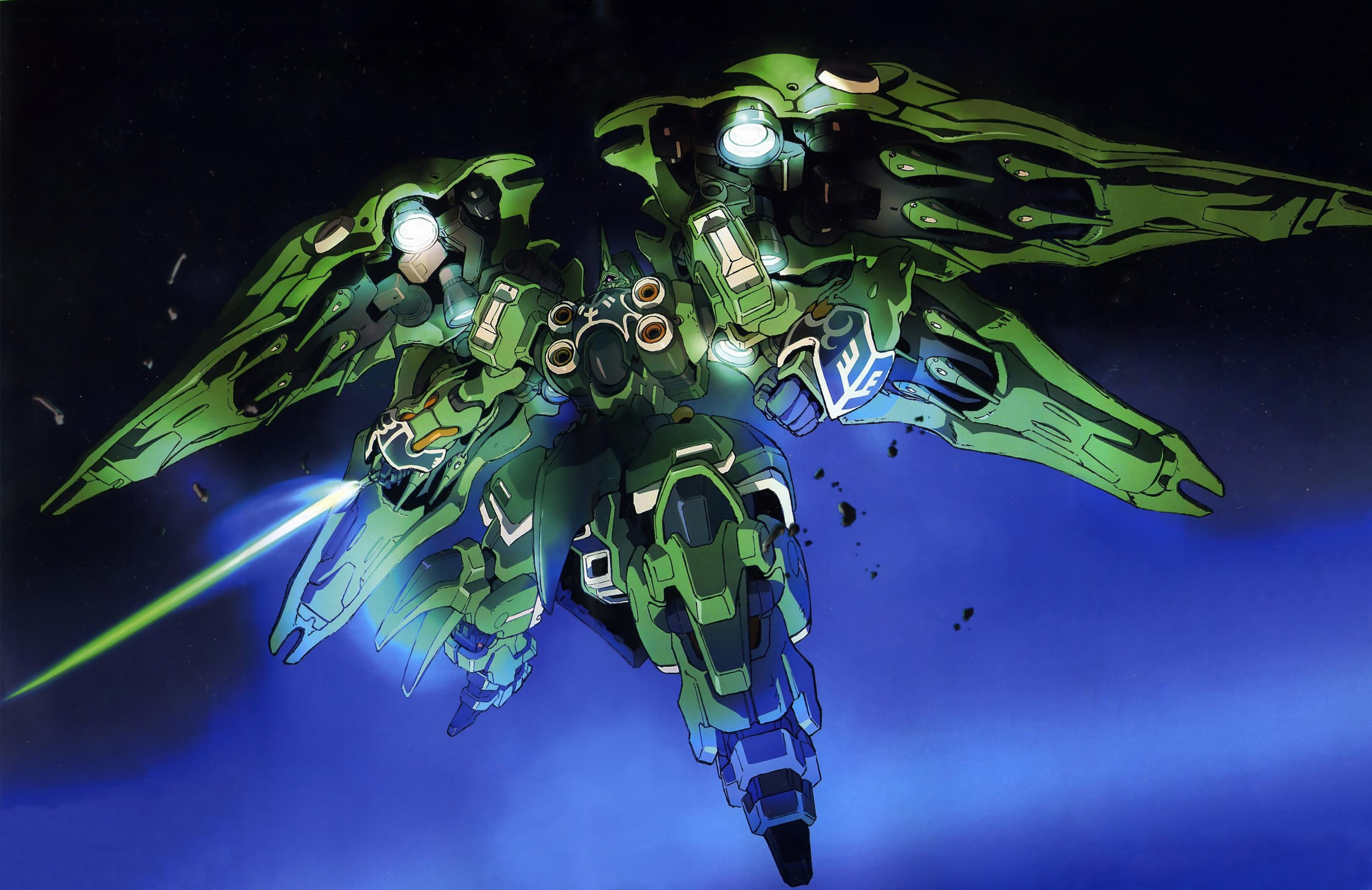3000x1946 Green gundam illustration, Gundam, Mobile Suit Gundam Unicorn, Kshatriya, anime HD wallpaper