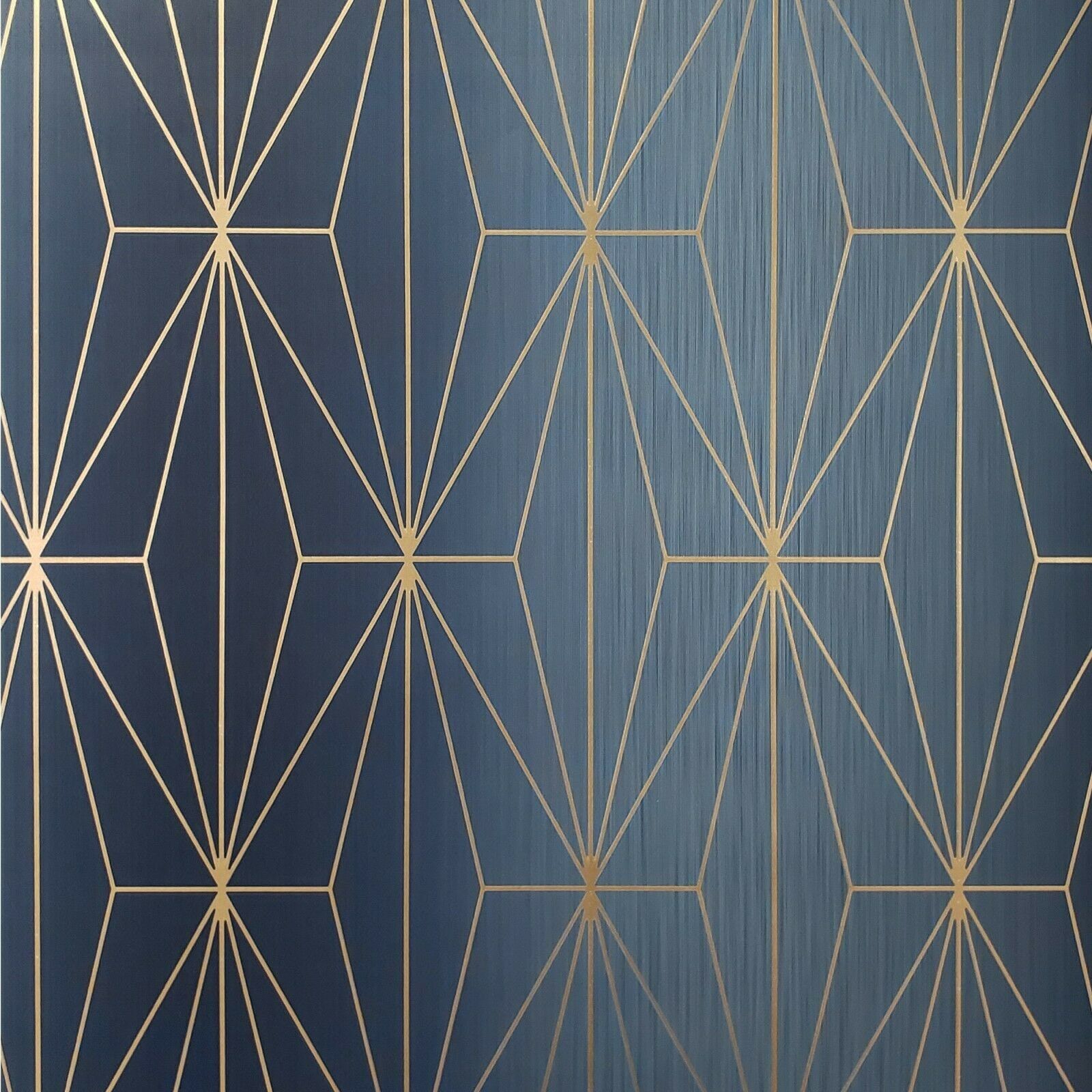 1600x1600 Diamond Triangle Geometric Lines Wallpaper Navy Blue Bronze Metallic Textured 3D