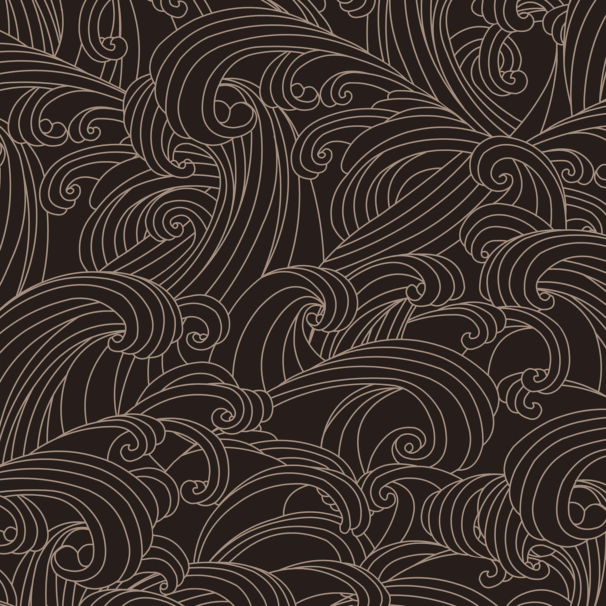 2000x2000 Designs Direct Big Wave Wallpaper, Size: Double Roll, Color: Black