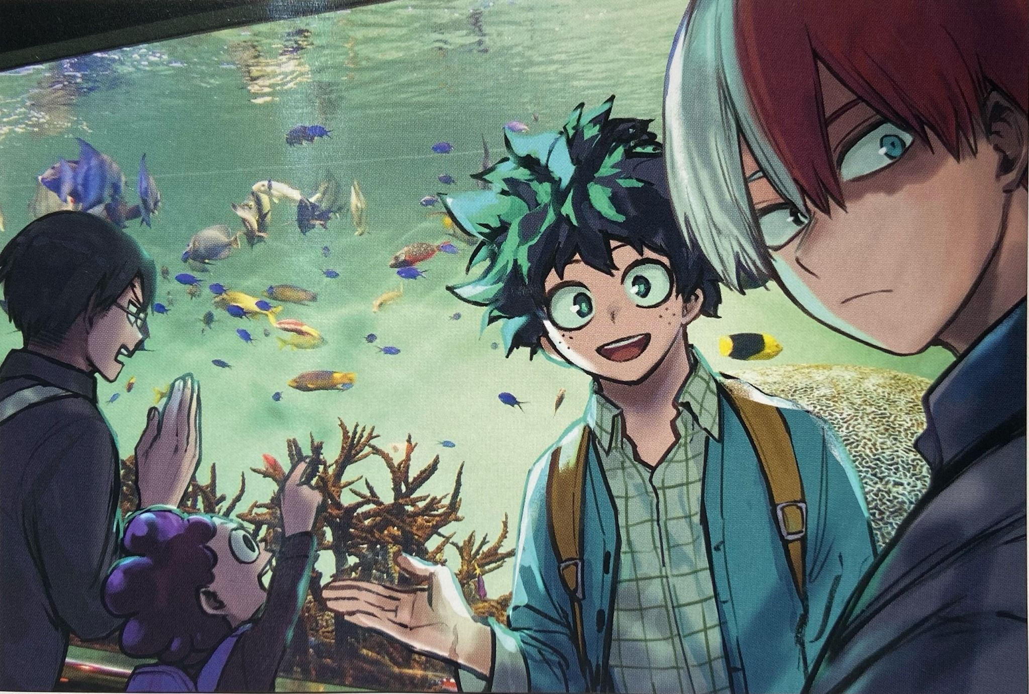 2048x1381 Saikyo Jump June 2023 “Outing Photo Card” of Shoto, Izuku, Iida, and Mineta at an aquarium