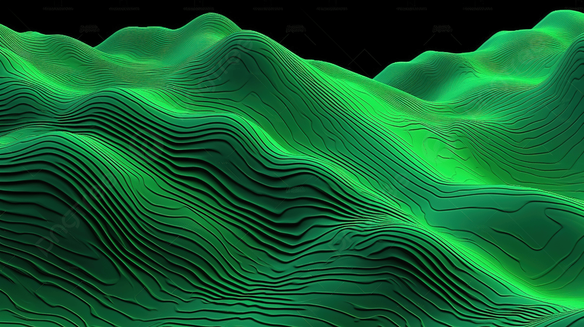 1200x673 Green Waves On Black Background, 3D Illustration, Green Topographic Lines, Abstract Mountain Background Image And Wallpaper for Free Download
