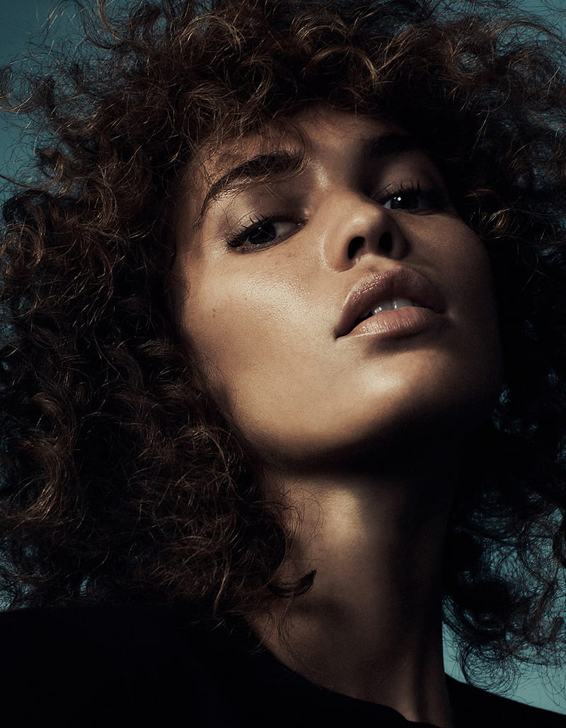 800x1029 Women, women indoors, curly hair, face, portrait, brunette, HD phone wallpaper