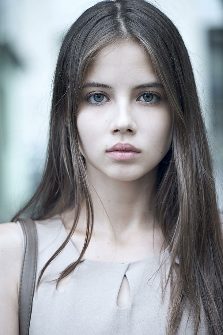 728x1094 HD wallpaper: women outdoors, blue eyes, face, portrait display, pretty face
