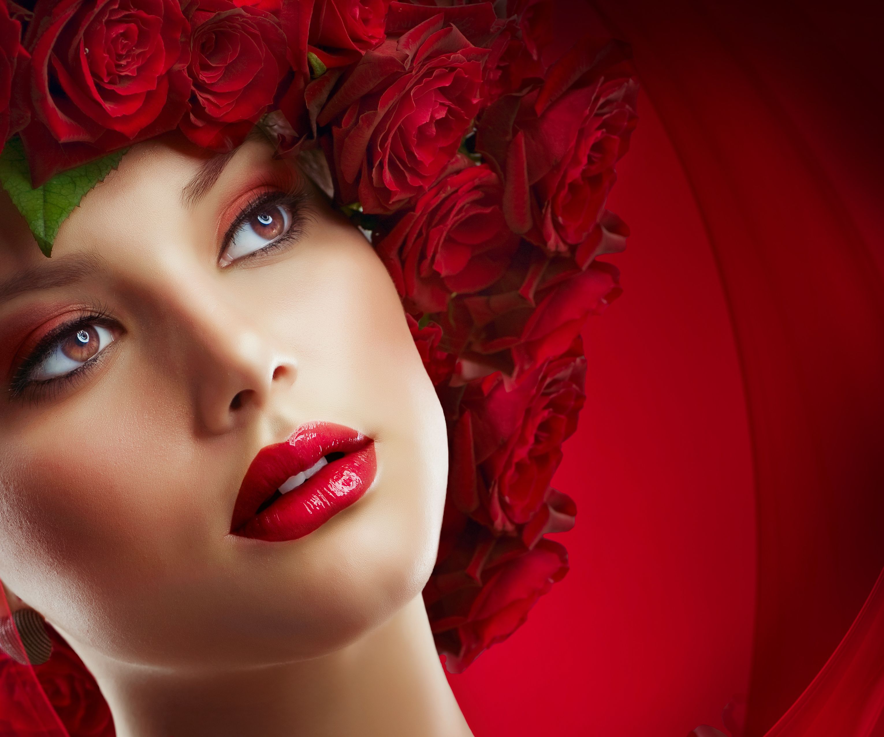 3061x2553 Phone wallpaper: Makeup, Model, Women, Face, Rose 687957