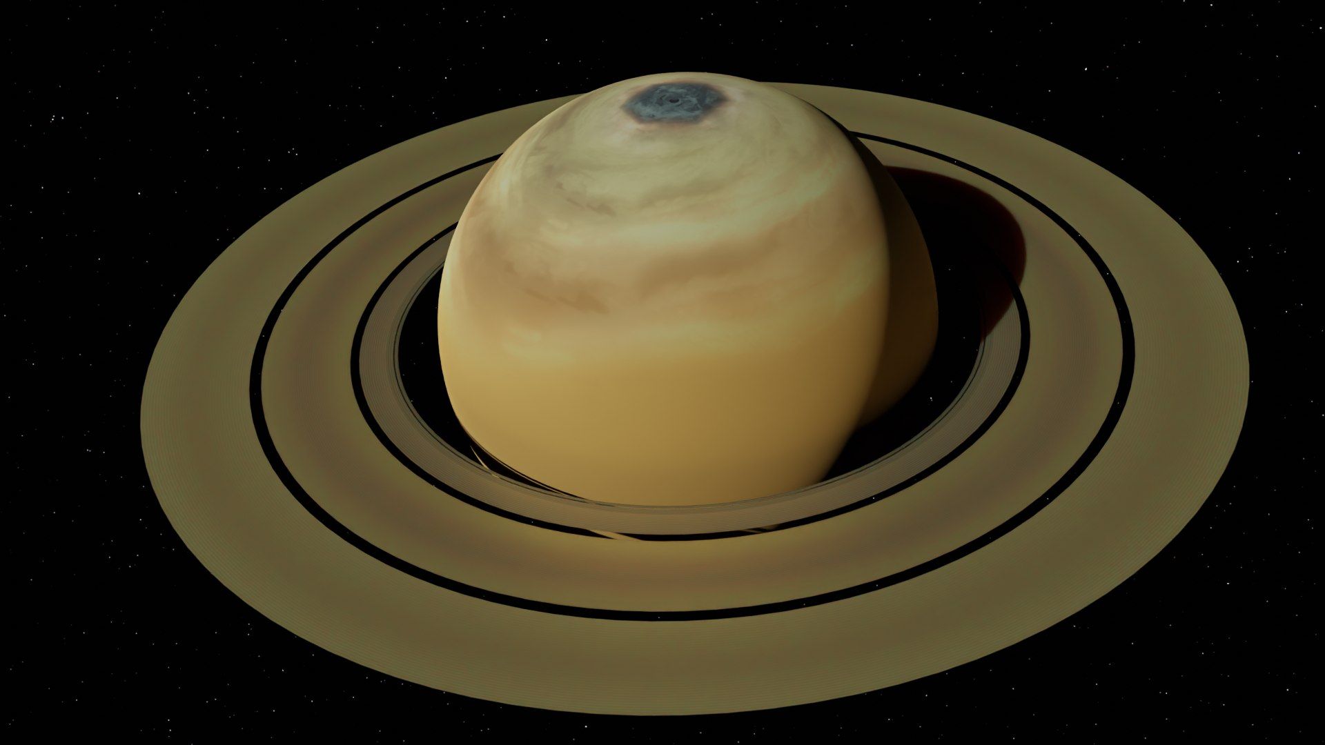 1920x1080 3D Saturn Animated Hexagon Storm Model