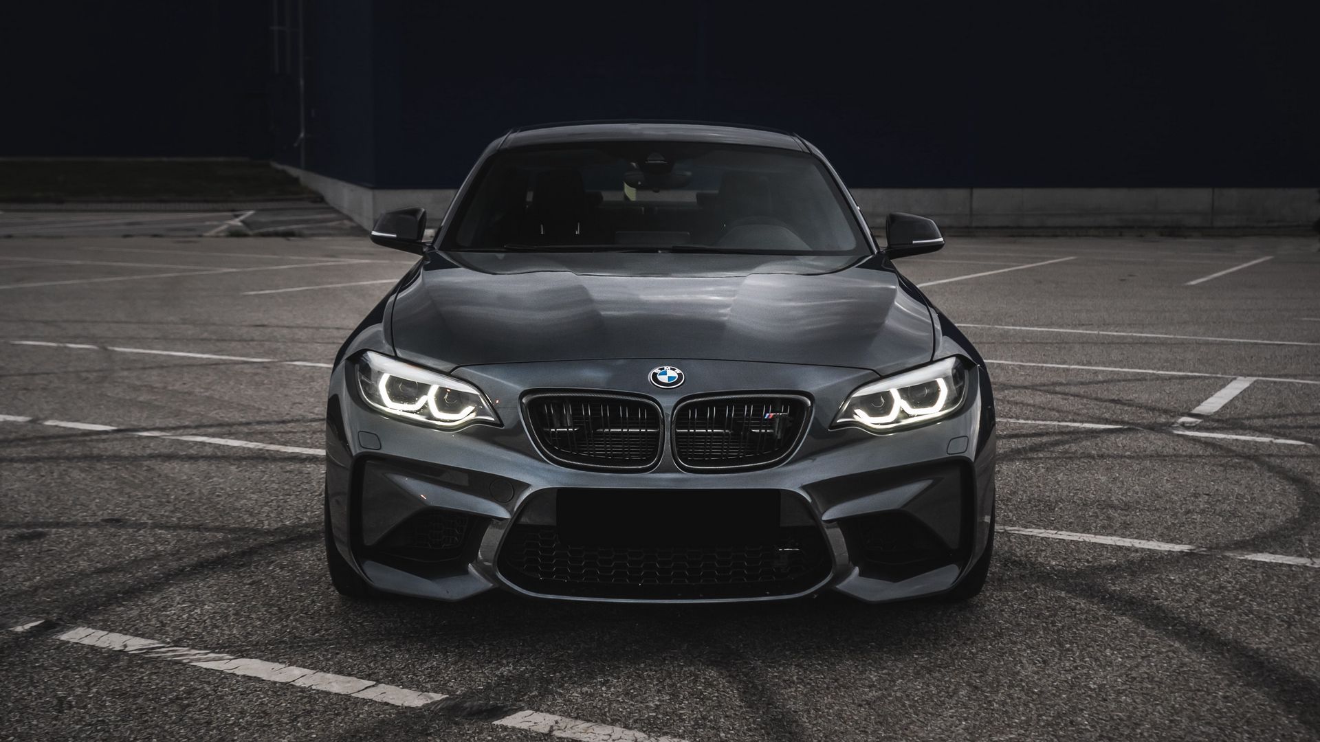 1920x1080 Download wallpaper 1920x1080 bmw m bmw, car, front view, gray full hd, hdtv, fhd, 1080p HD background