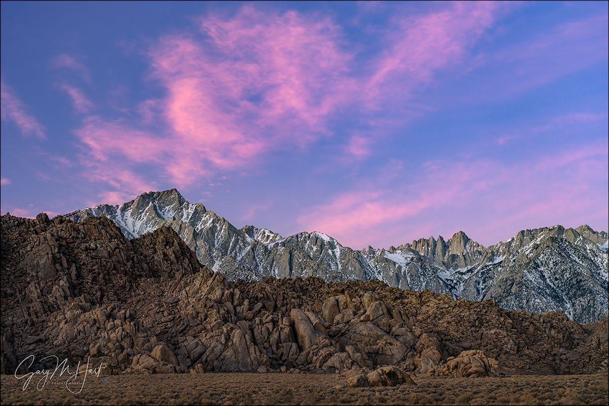 1200x800 Sierra Sunrise, Lone Pine Peak and Mt. Whitney, Alabama Hills. Eloquent Image