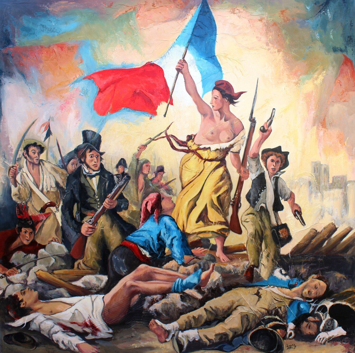 1500x1489 La Liberté guidant le peuple d'après Delacroix