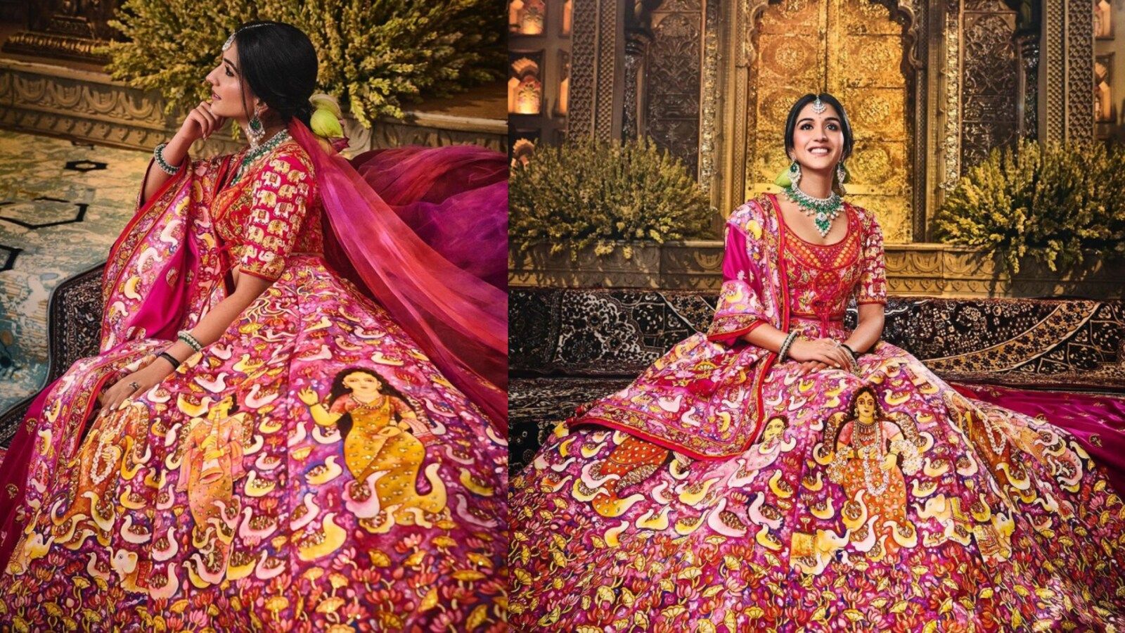 1600x900 Radhika Merchant Ambani Shines In Abu Jani Sandeep Khosla Designed And Jayasri Burman Hand Painted Lehenga At Shubh Aashirwad Ceremony, See Pics