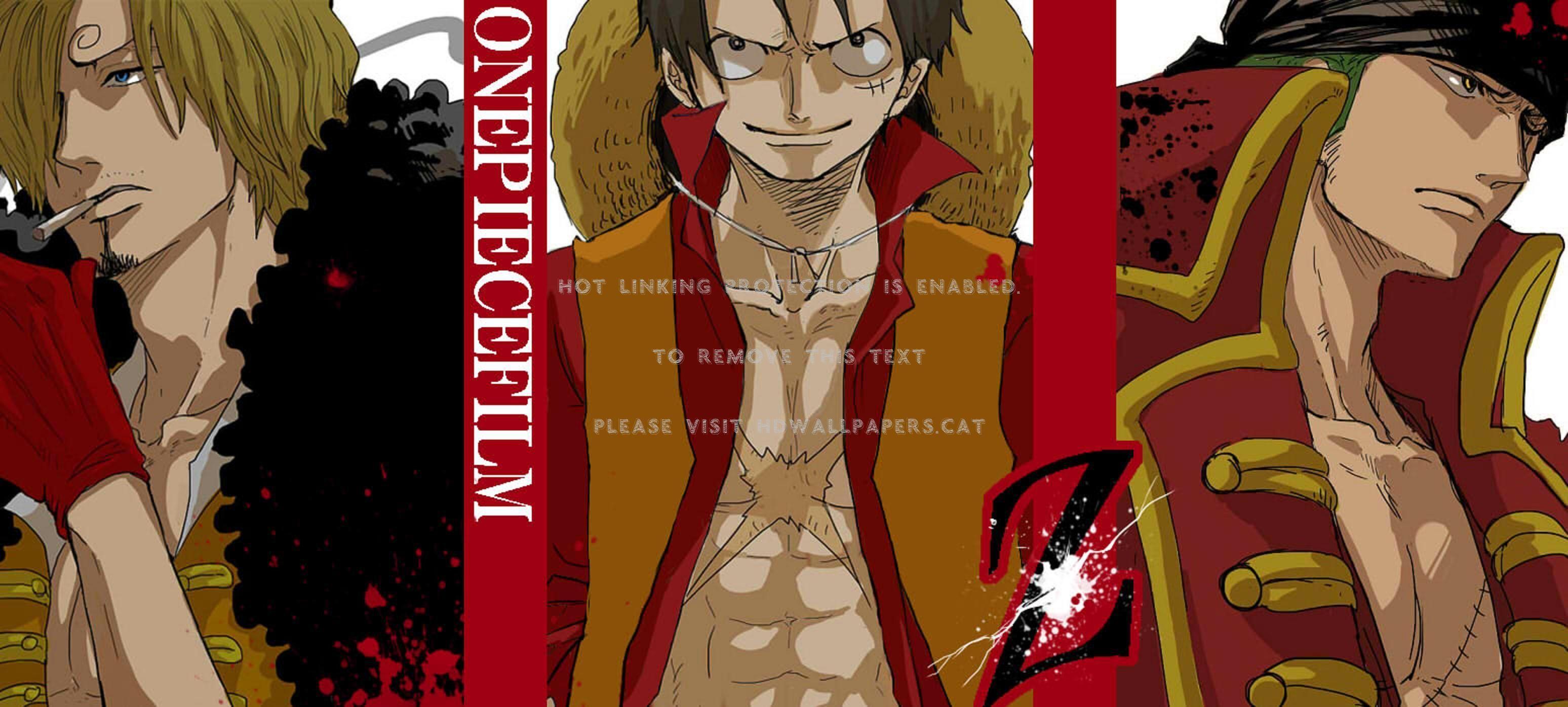 3096x1396 sanji luffy zoro monkey d trio one piece