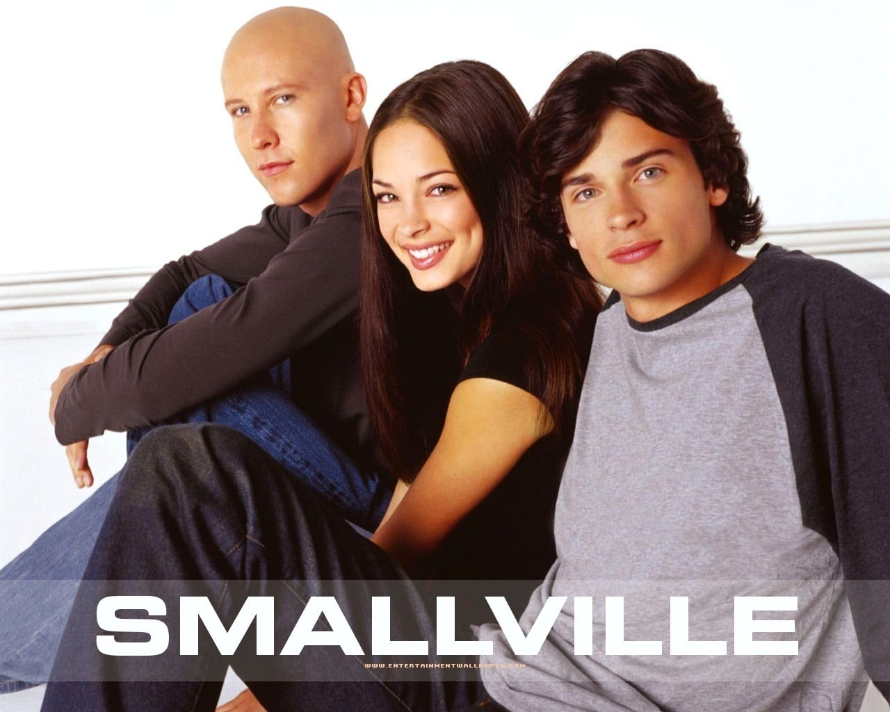1280x1024 Men's grey and black sweatshirt, Kristin Kreuk, Smallville, Michael Rosenbaum, Tom Welling HD wallpaper