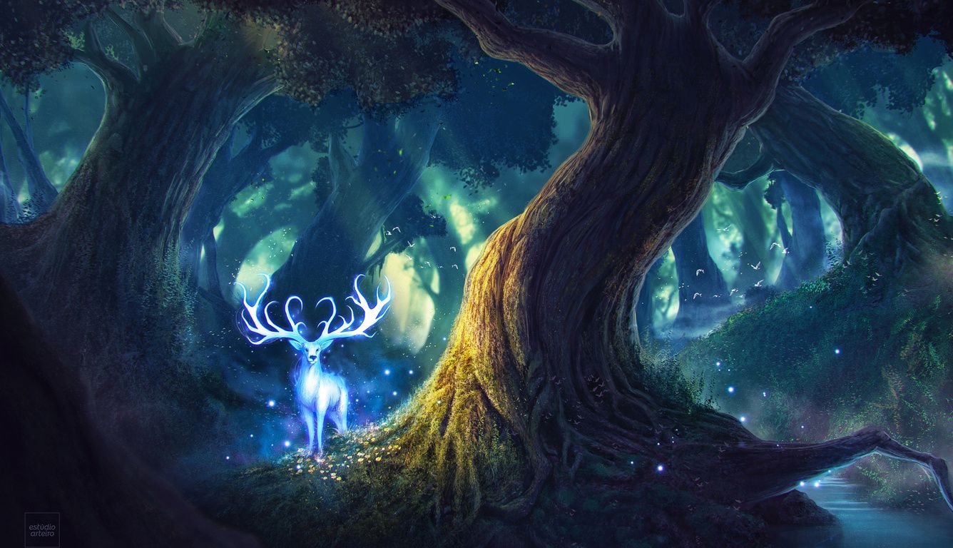 1336x768 Magic Forest Fantasy Deer Laptop HD , HD 4k Wallpaper, Image, Background, Photos and Picture