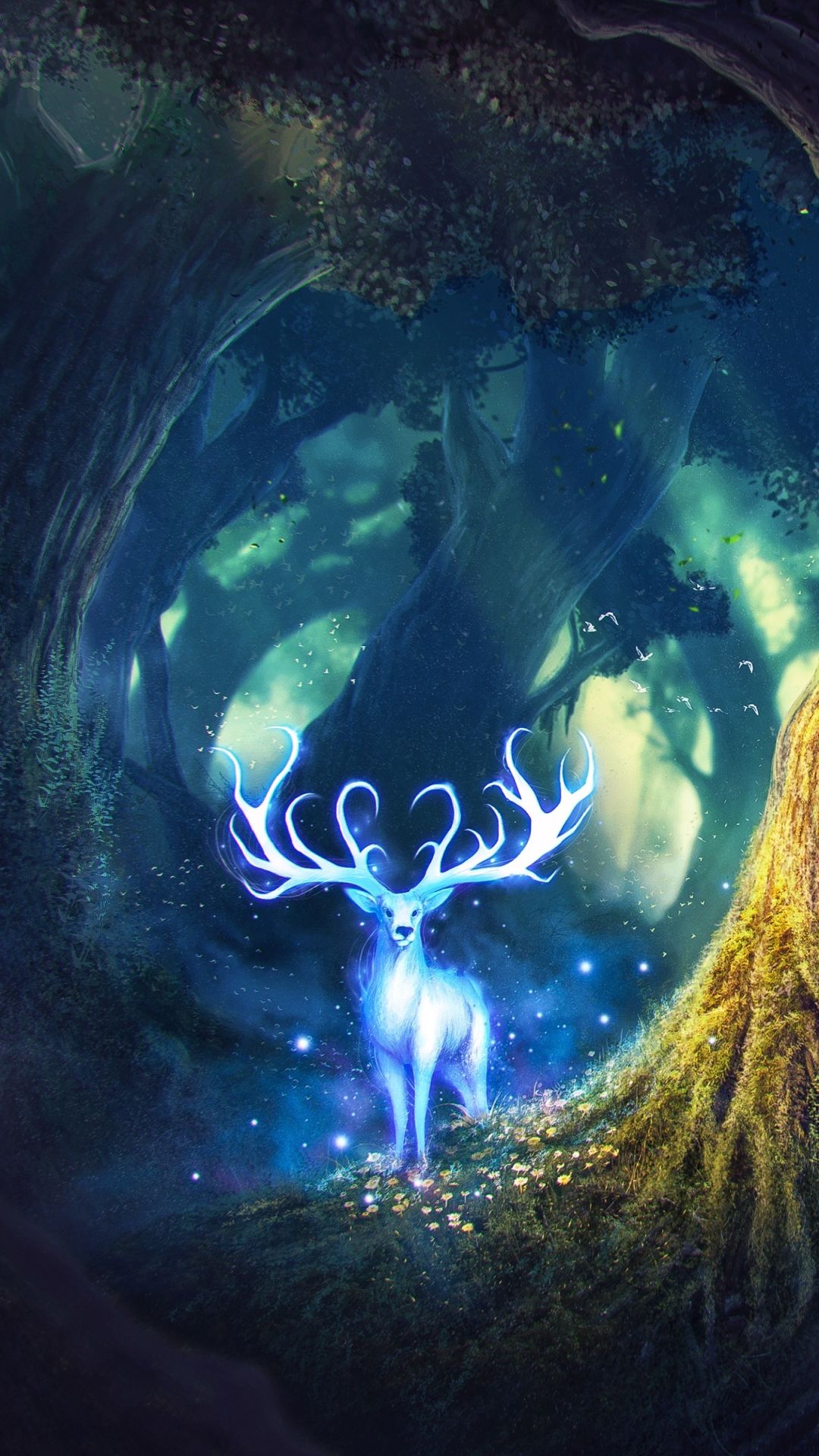 1080x1920 Phone wallpaper: Fantasy, Deer, Creature, Spirit, Forest, Magic, Fantasy Animals 1131123