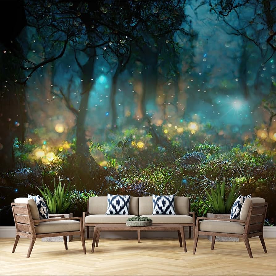894x894 VistaPalette Magical Dark Fairytale Fantasy Forest Wall Mural Peel and Stick Wall Art Wallpaper Self Adhesive Removable Mural Large Foil Wall Decor Print Picture : Tools & Home Improvement