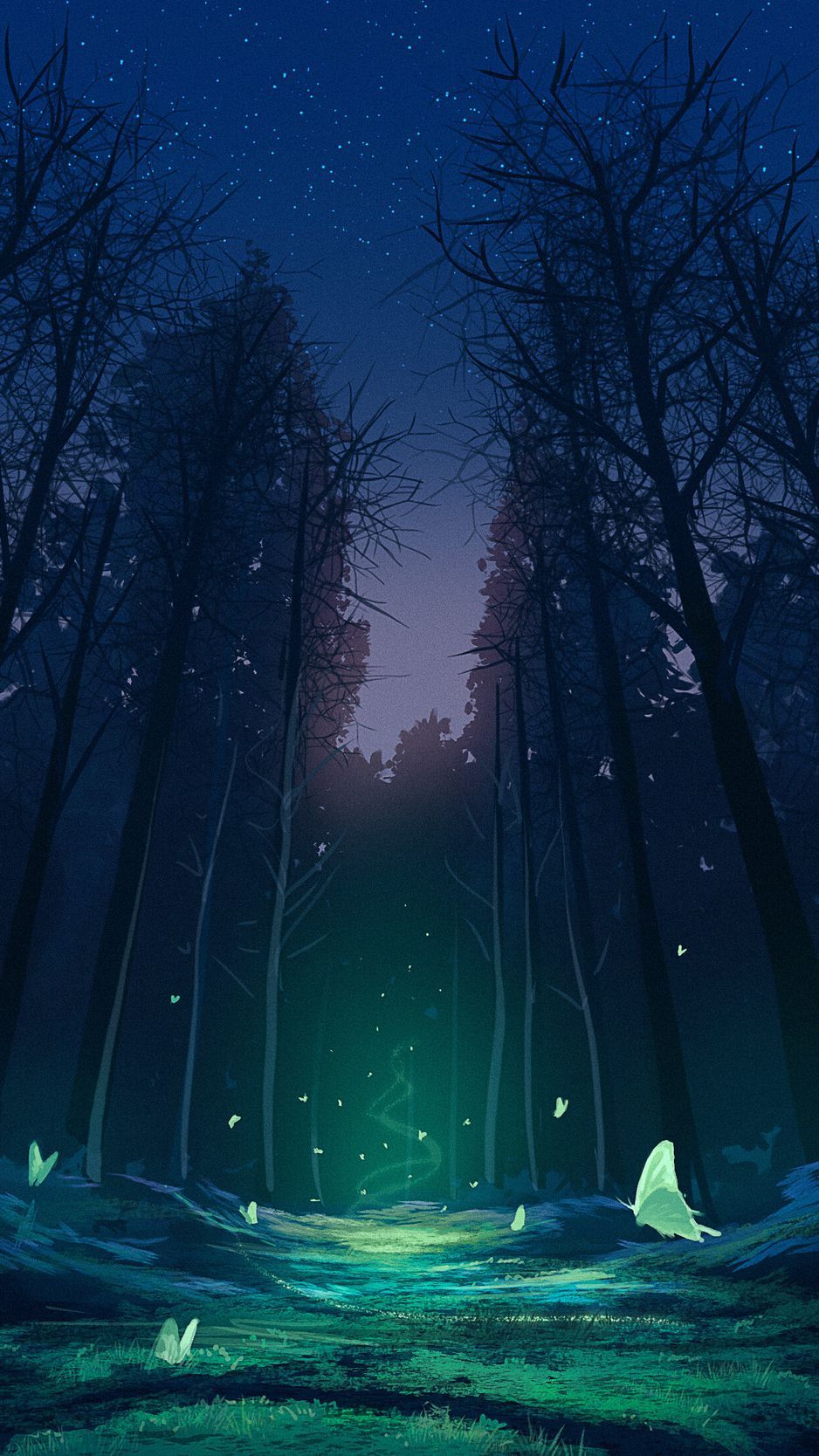 938x1668 Download Wallpaper 938x1668 Forest, Magic, Butterflies, Fantasy, Art Iphone 8 7 6s 6 For Parallax HD Background