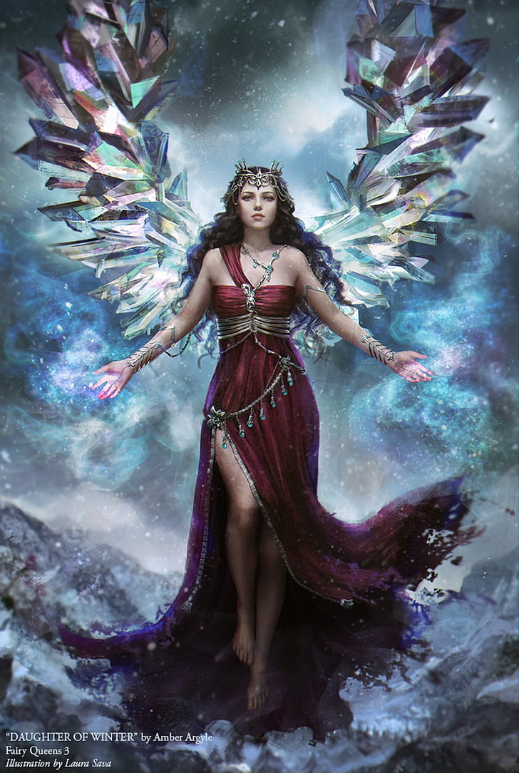 728x1084 HD wallpaper: Beauty, dress, fantasy, girl, Magic, Queen, winter, woman