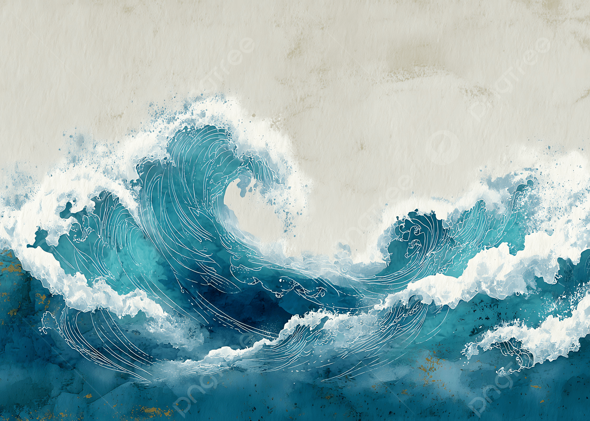 1200x857 Beautiful Watercolor Artwork Of Ocean Waves Highlighted By Fine White Line Art For Water Motion, Ocean, Waves, Watercolor Background Image And Wallpaper for Free Download