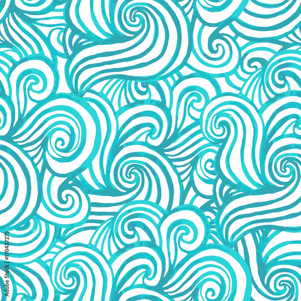 1000x1000 Stockvector Seamless Watercolor Sea Wave Hand Drawn Pattern, Waves Background. Water Or Wind Flow. Can Be Used For Wallpaper, Pattern Fills, Web Page, Background, Surface Textures