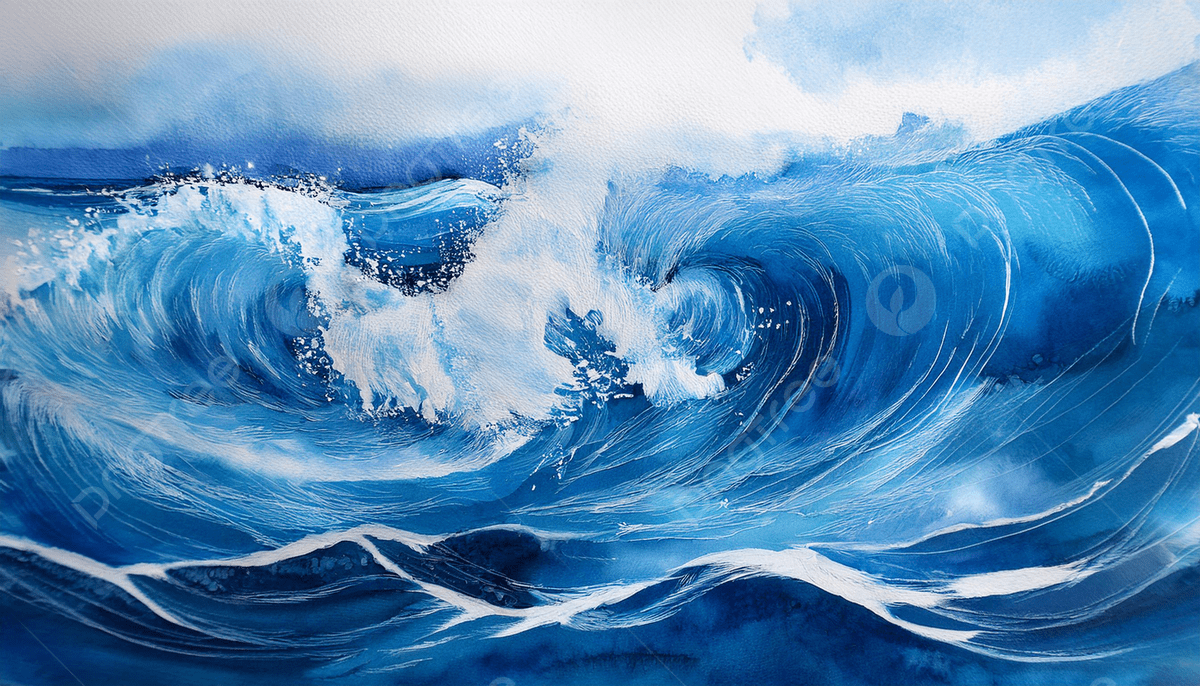 1200x686 Watercolor Painting Of Ocean Waves, Watercolor, Painting, Ocean Background Image And Wallpaper for Free Download