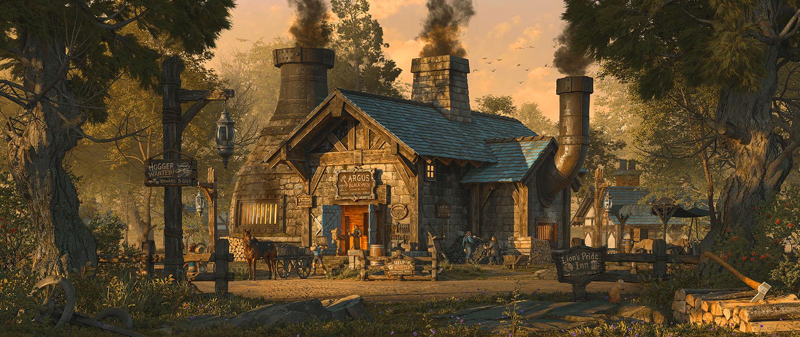 1600x675 OC Goldshire Blacksmith Every Legend Is Born In A Throne Room Or On A Battlefield. Some Rise From Smoke, Iron, And Honest Work. With 3Ds Max, V Ray And