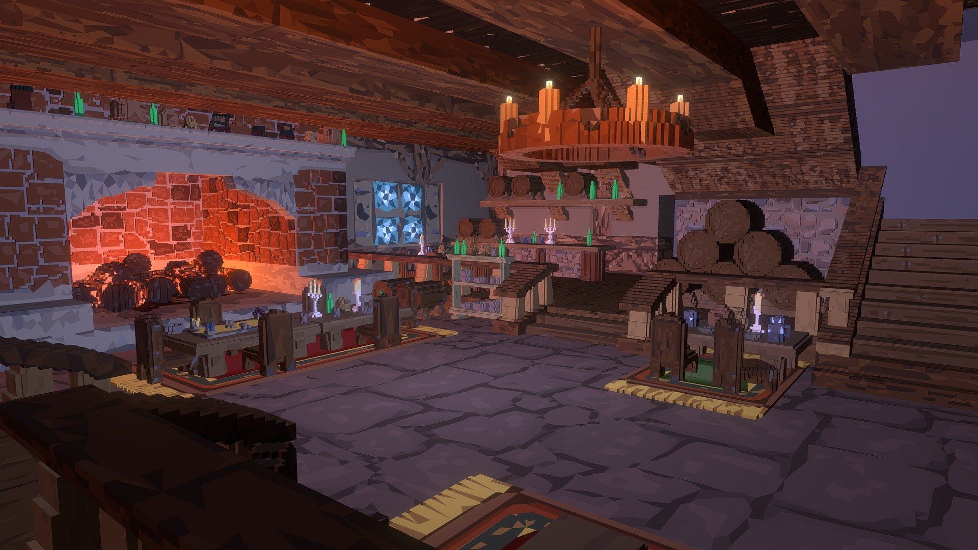 1920x1080 Lion's Pride Inn Tavern by night Free 3D model by Skolysz [5c51c6e]