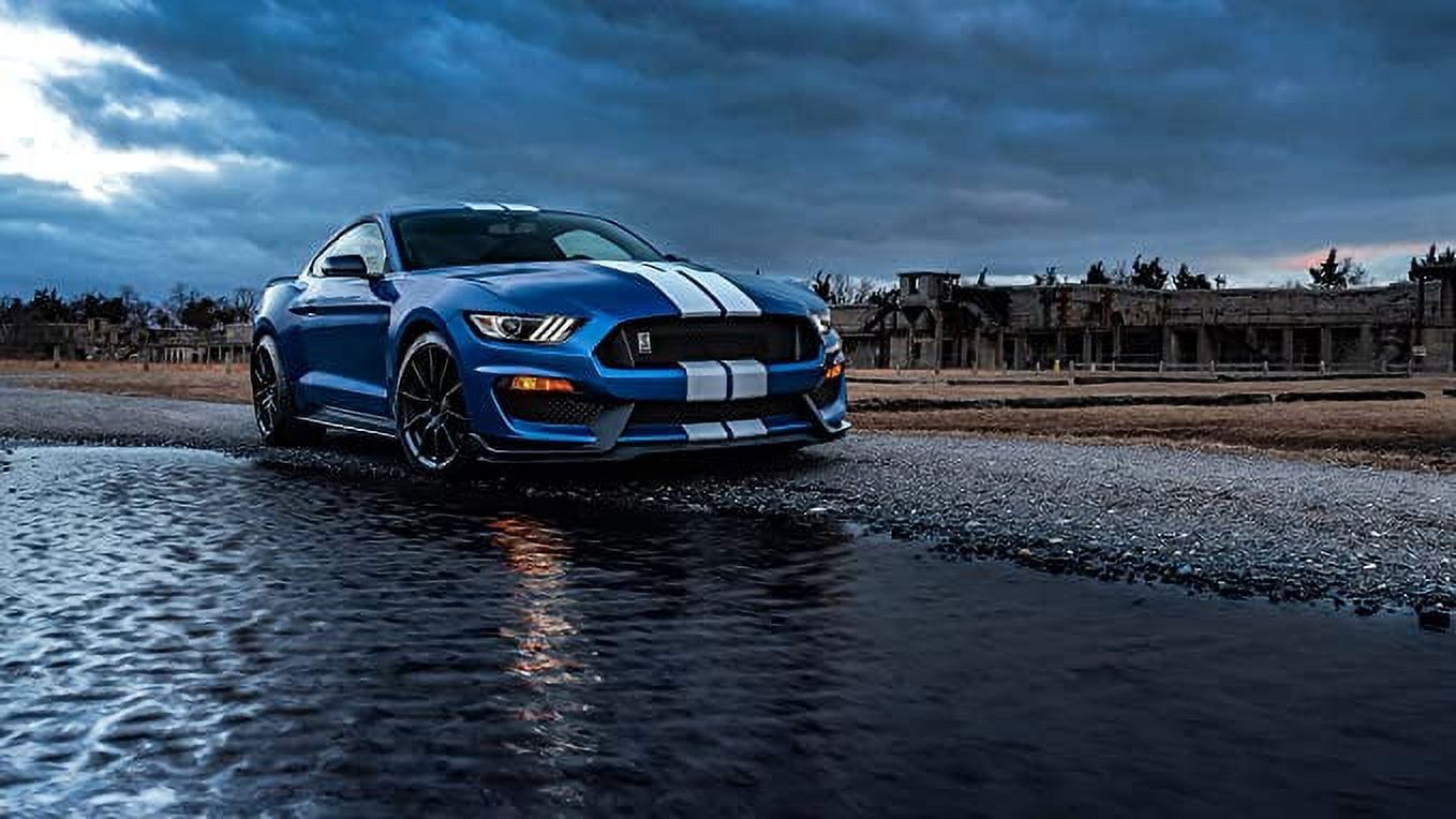 1358x764 Iconic Arts Laminated 42x24 Poster: Blue Ford Mustang Shelby gt500 4k HD Cars HD