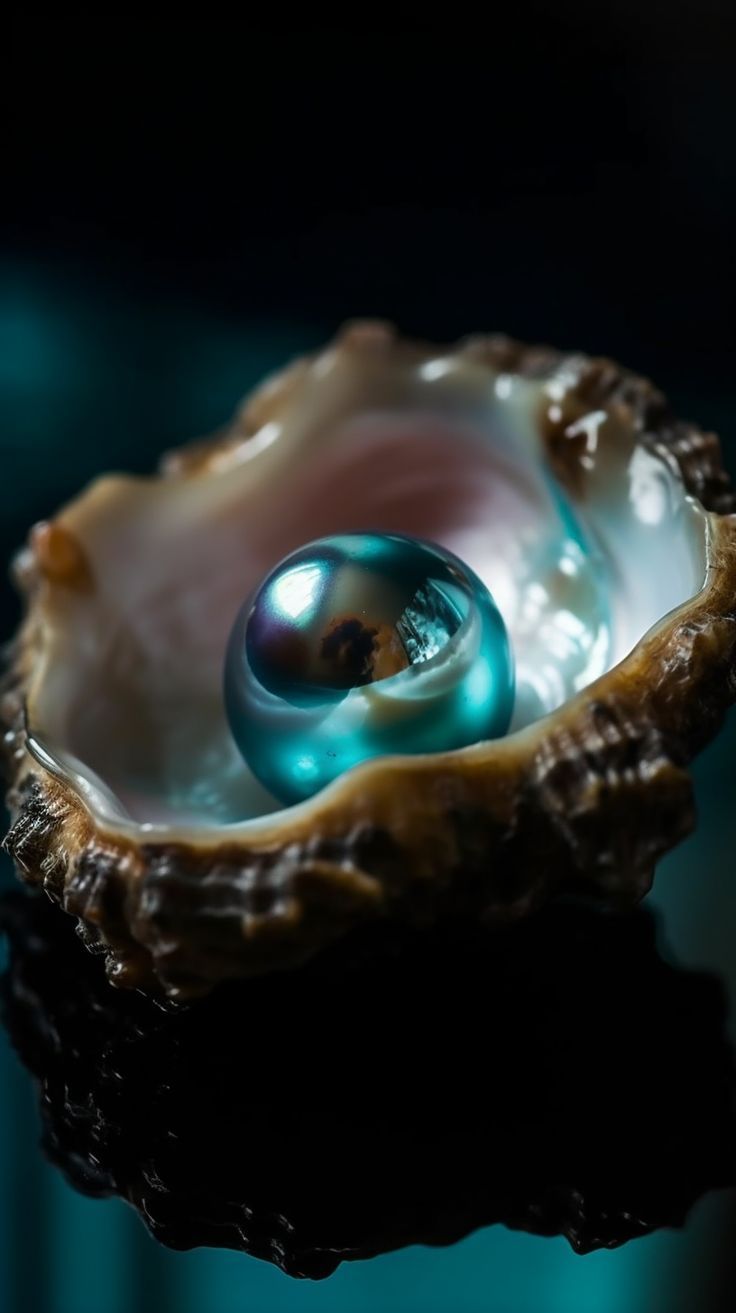 736x1313 Pearl in Oyster Shell on Black Surface. Pearl aesthetic, Pearl wallpaper, Mermaid aesthetic