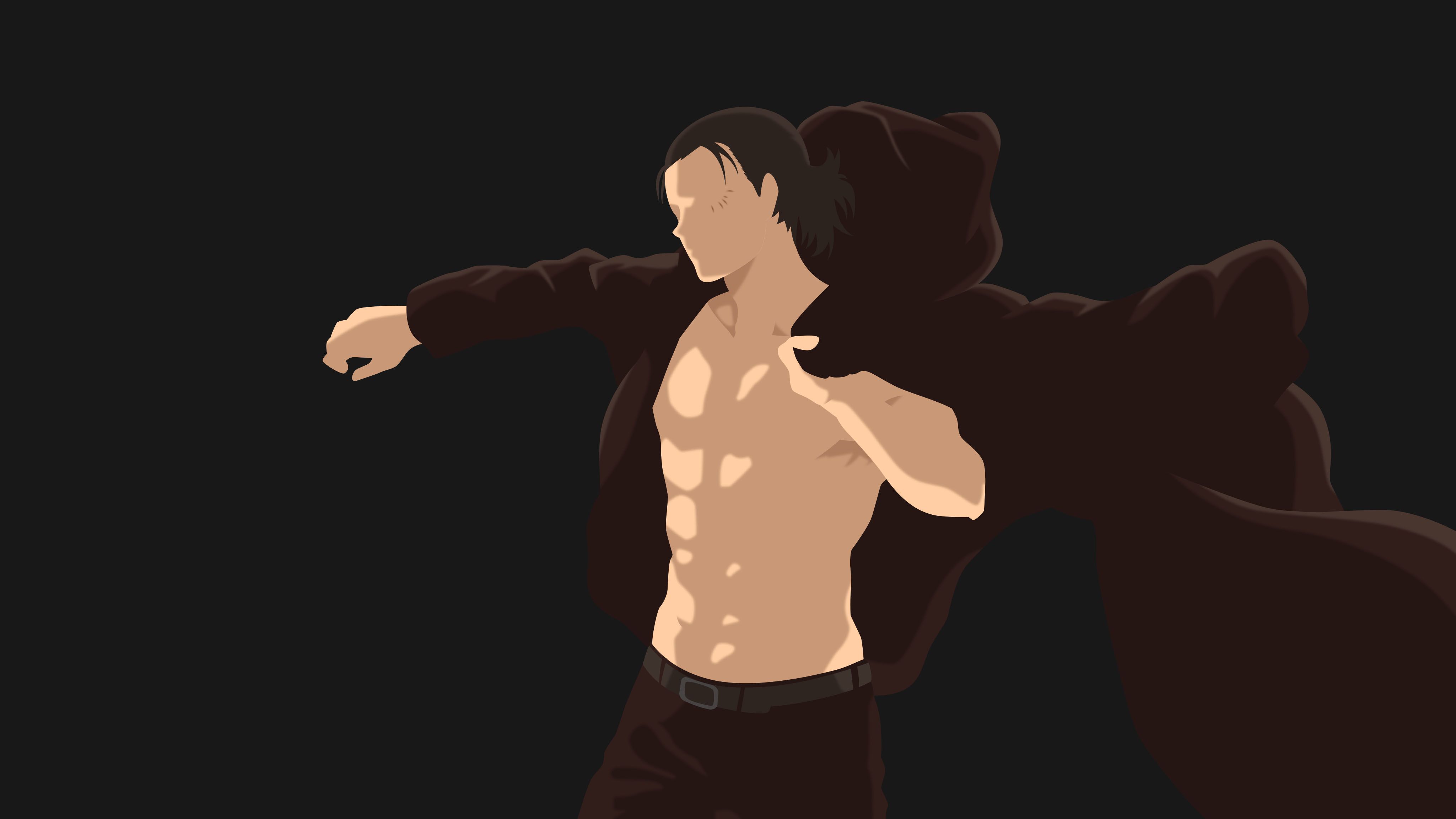 4098x2304 Desktop wallpaper: Attack On Titan, Minimalist, Eren Yeager, Anime 4K free download for PC. 485977