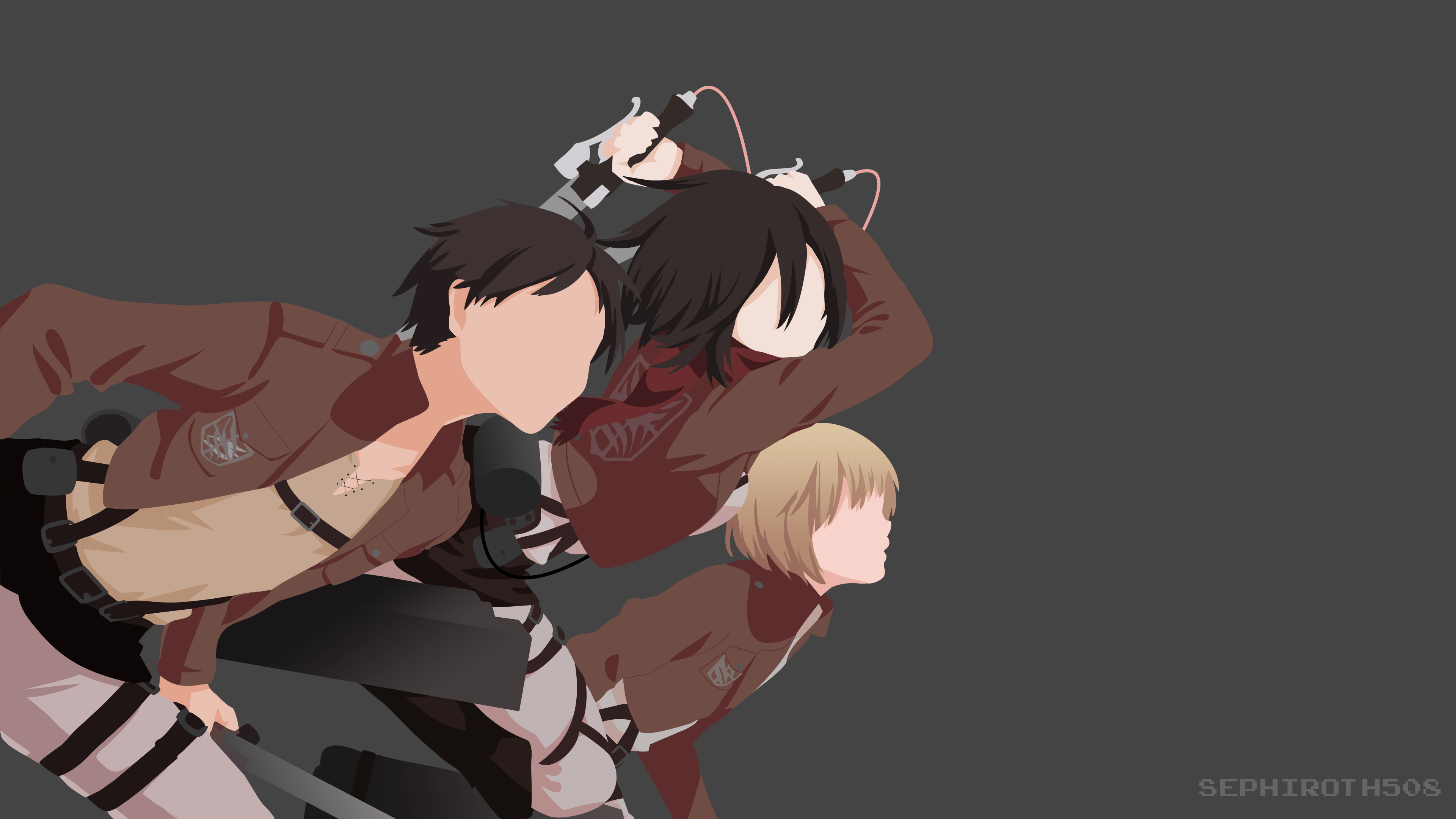 3840x2160 Attack on Titan: Armin, Mikasa & Eren in Stunning 4K Ultra HD Wallpaperx2160