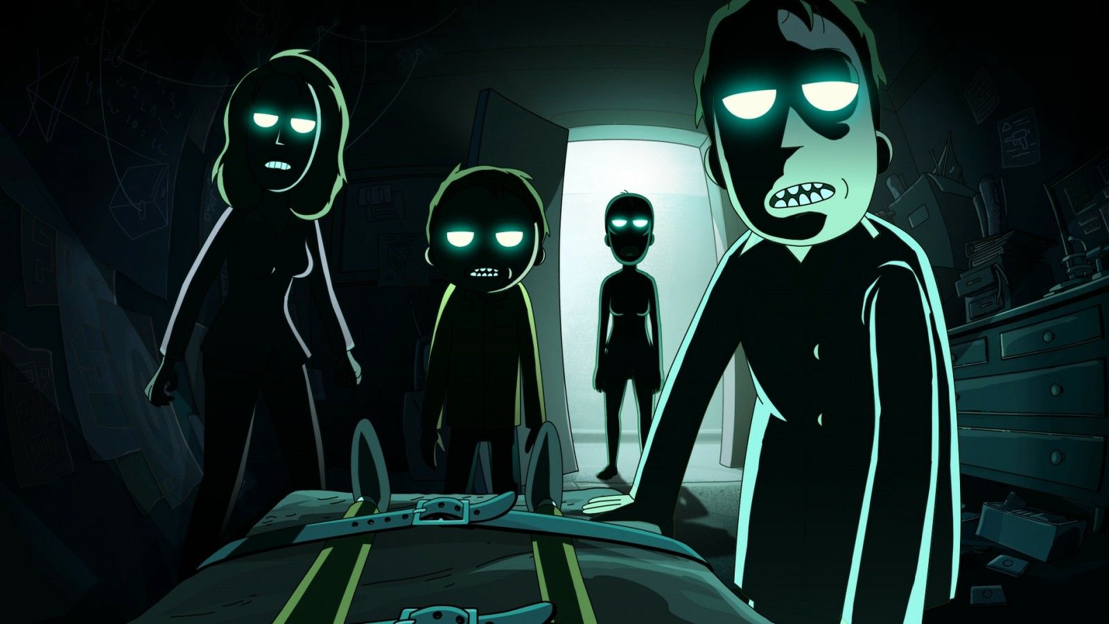 1600x900 Rick and Morty HD Night Family Wallpaper