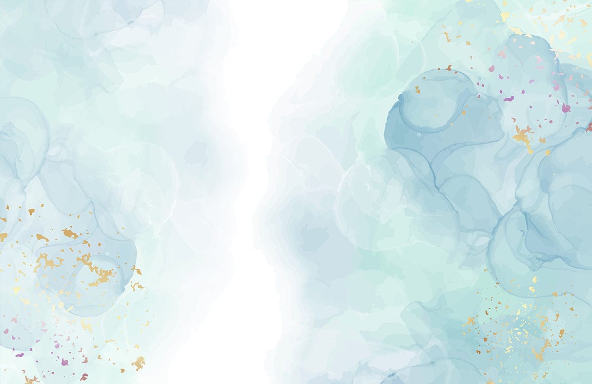 1155x750 Tranquil Watercolour Bliss: Gold Accents Blue Abstract Wallpaper Mural Design