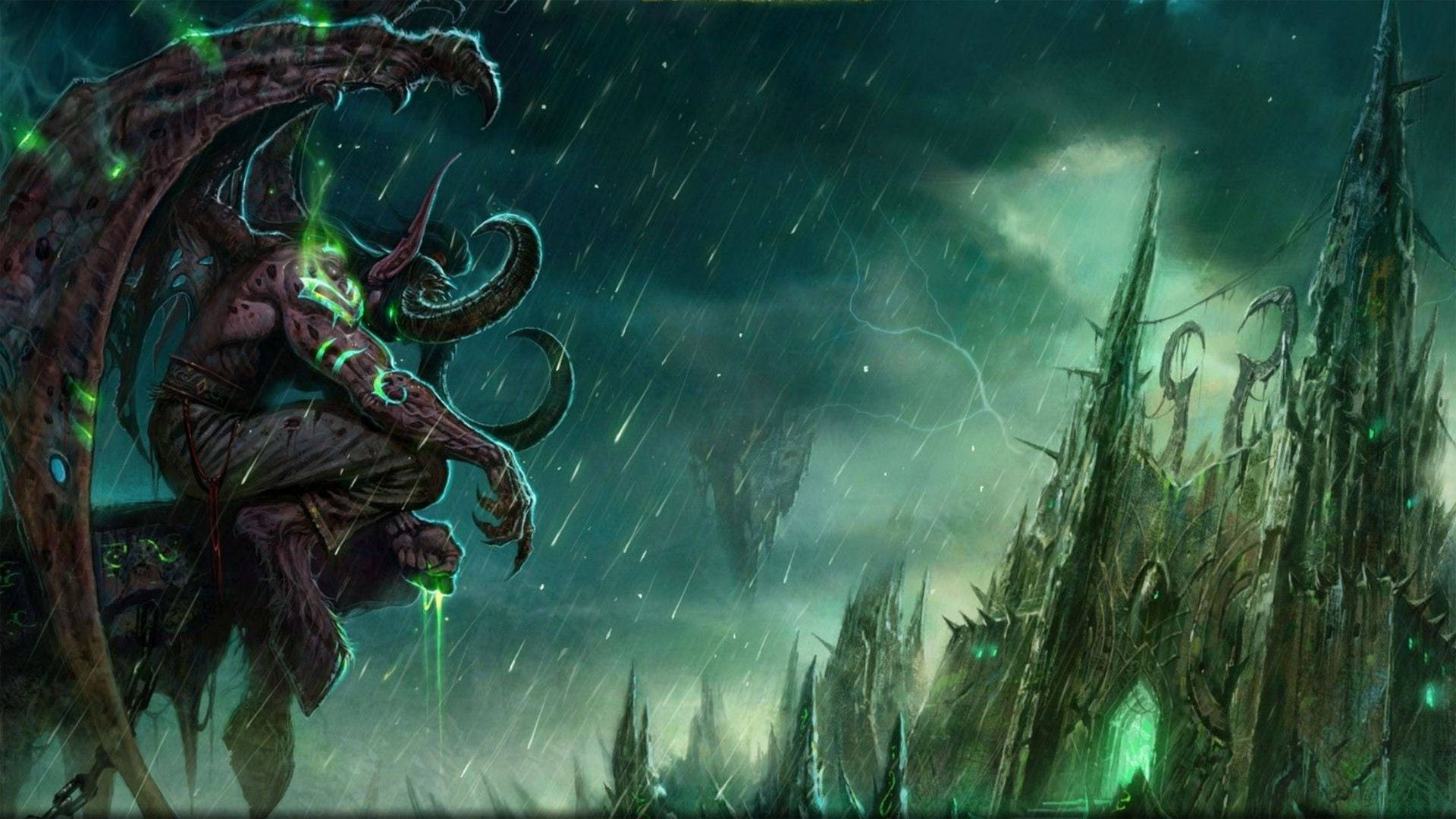 1920x1080 Wow Sargeras Sitting Facing Castle Wallpaper