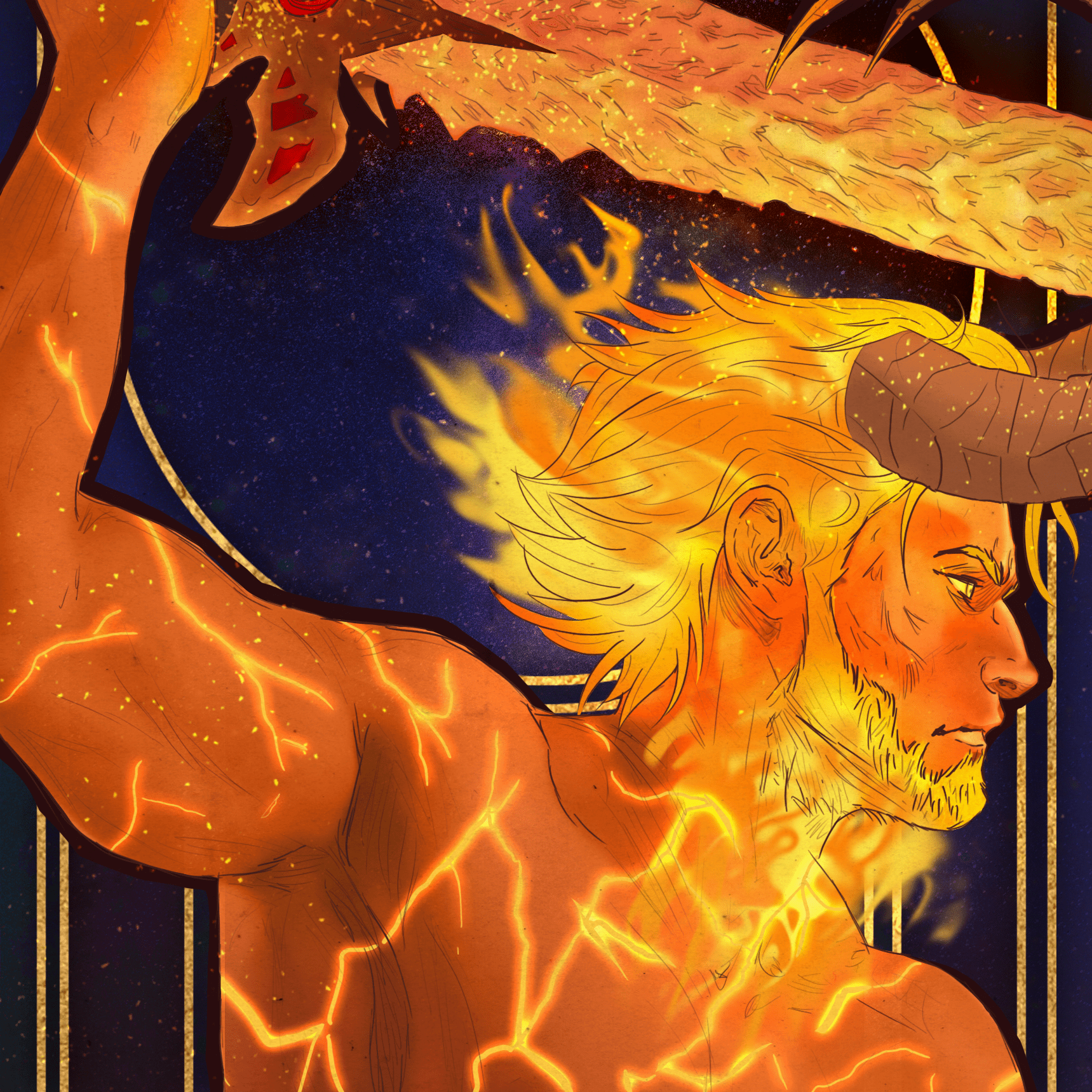 1719x1719 Sargeras in Art Nouveau style