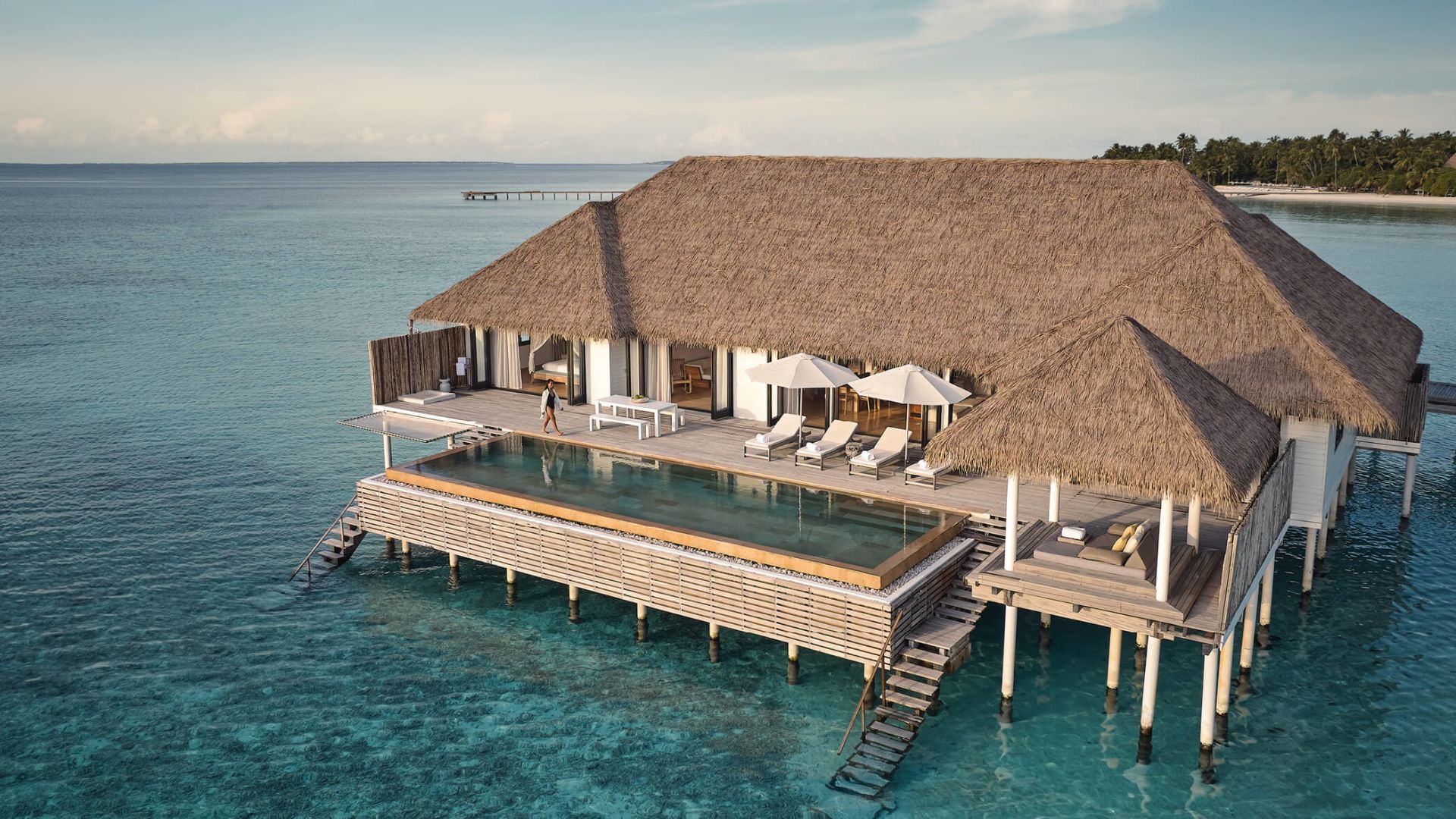 1920x1080 Bedroom Maldives Water Villa with Private Pool