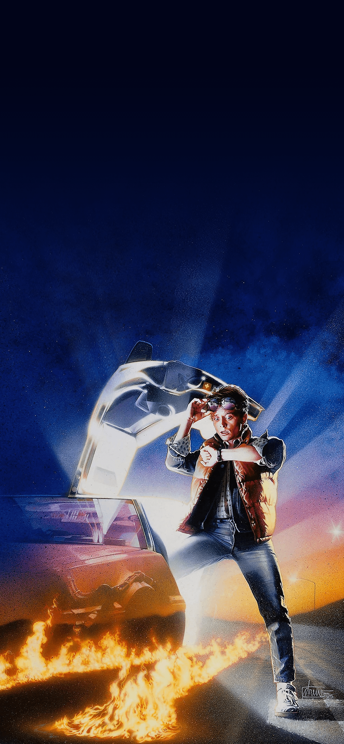 1125x2436 Removed the text from the Back to the Future Poster and made it into a mobile wallpaper (1985)