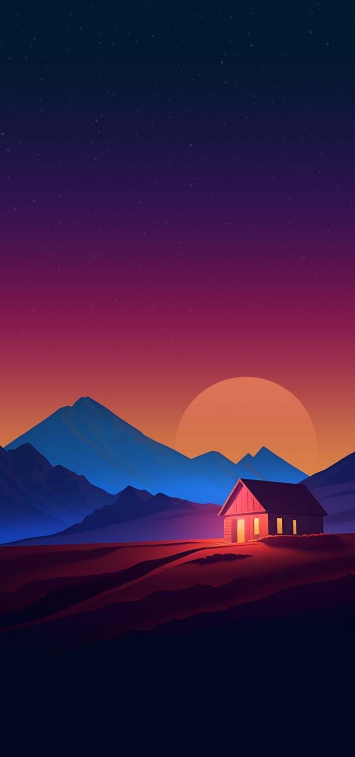 703x1500 Mountain House Minimal iPhone Wallpaper HD