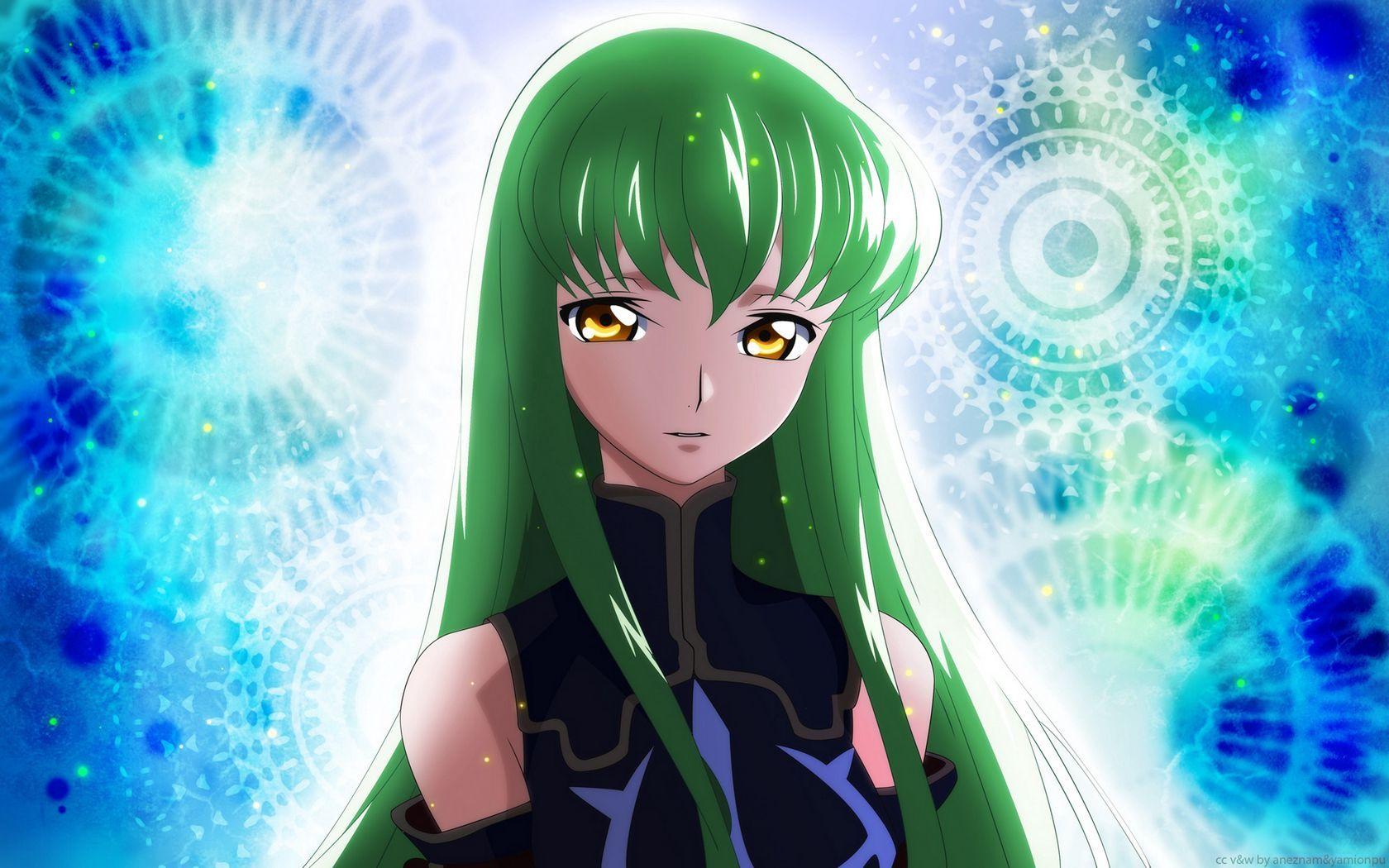 1680x1050 Download wallpaper 1680x1050 anime, girl, hair, green eyes, radiance, light widescreen 16:10 HD background
