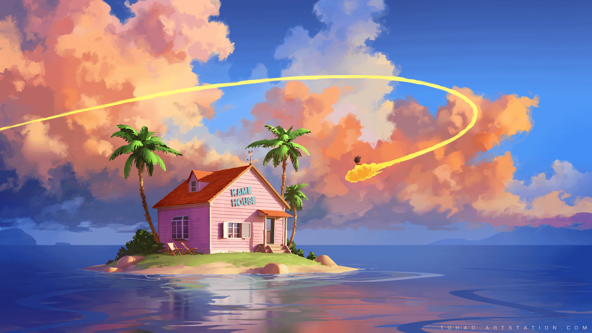 1920x1080 Goku and Flying Cloud House [1920x1080]